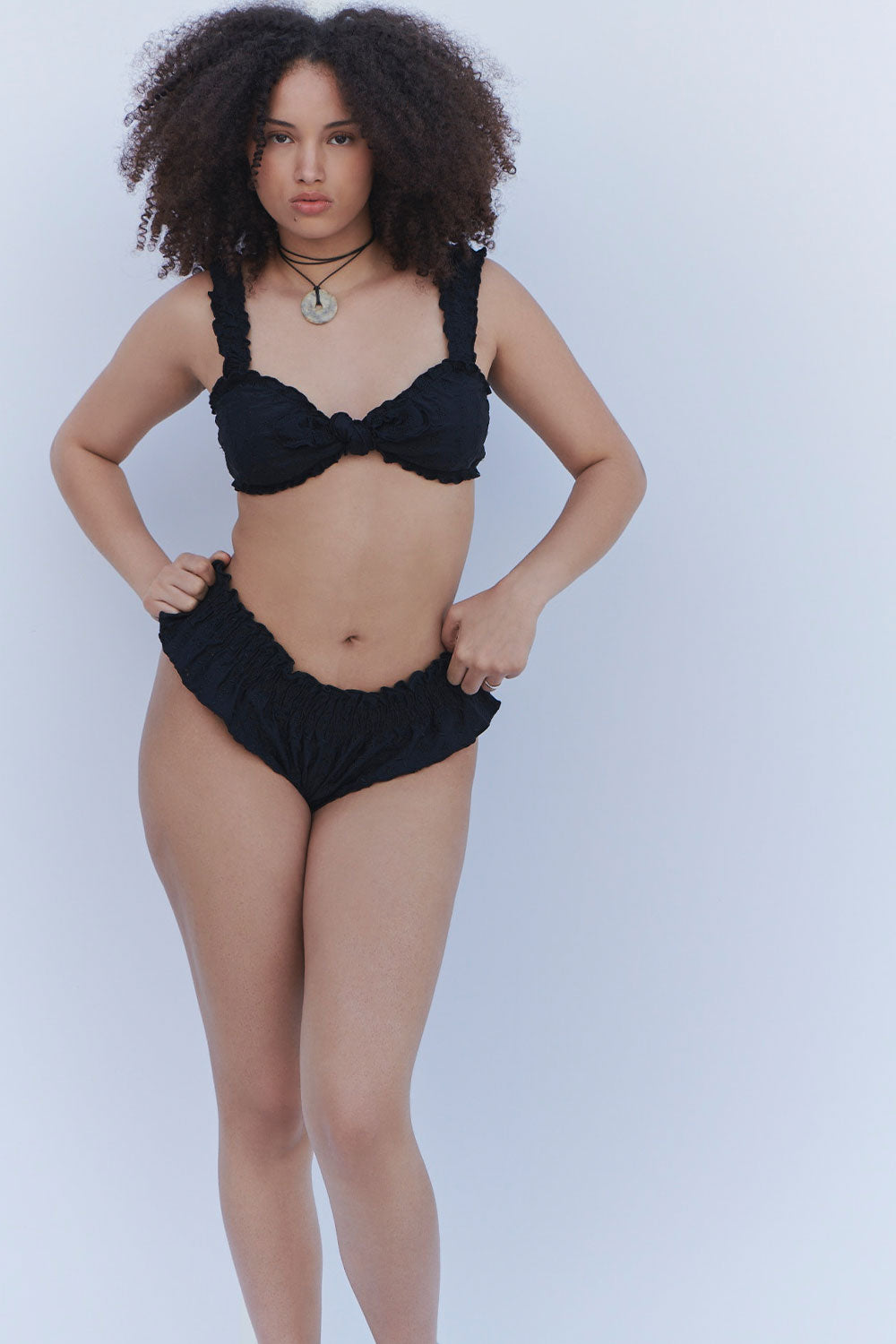 Pippa Eyelet Ruffle Bikini Bottom - Black - Image 4