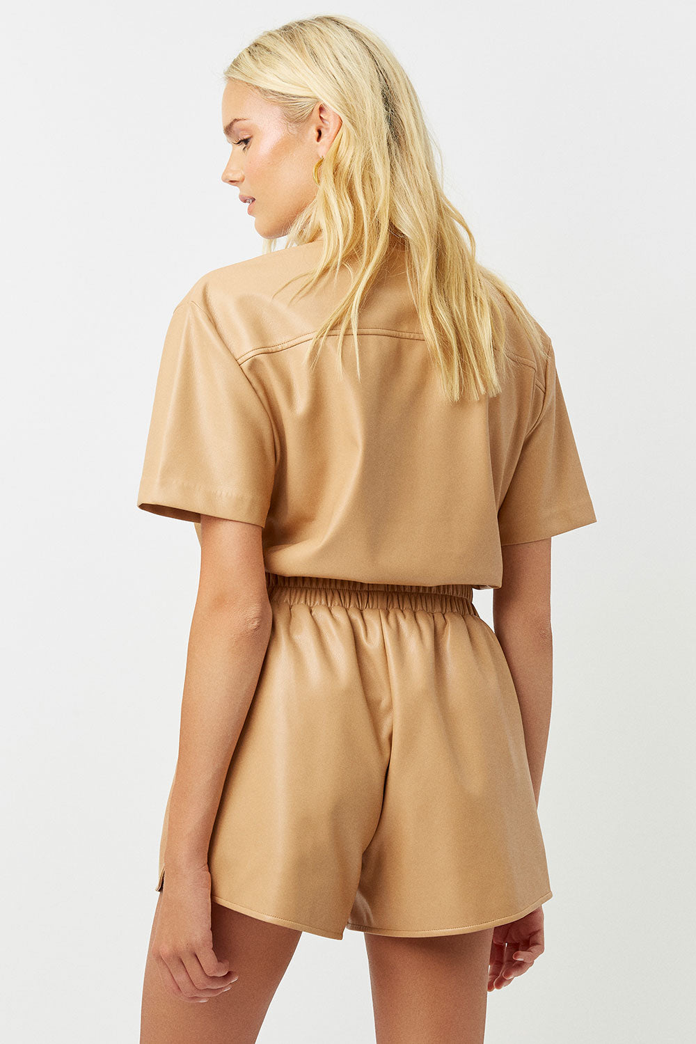 Rusty Vegan Leather Button Up Shirt - Earth - Image 4