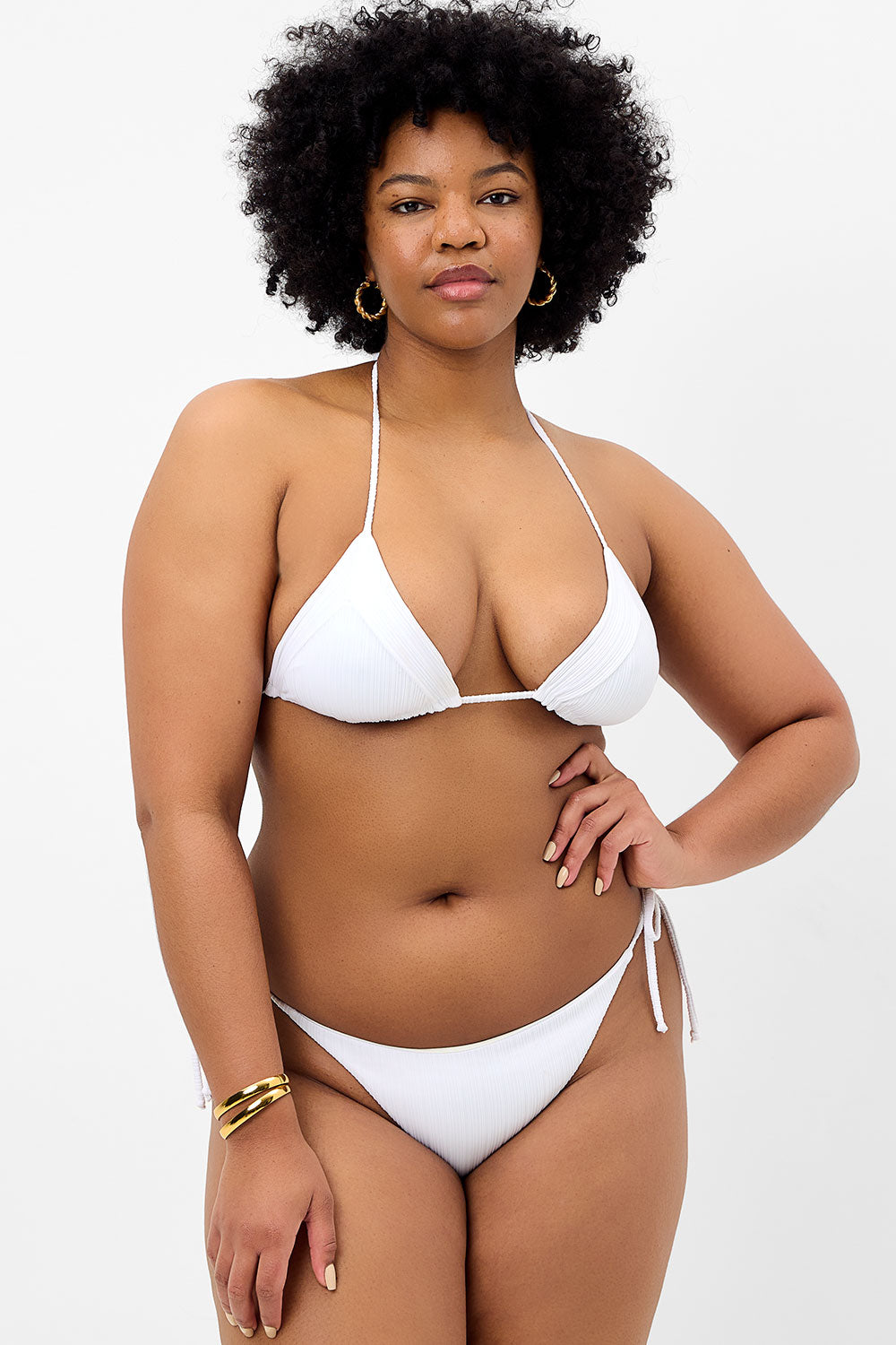 Alternative view of Sky Plissé String Bikini Top - Optic White