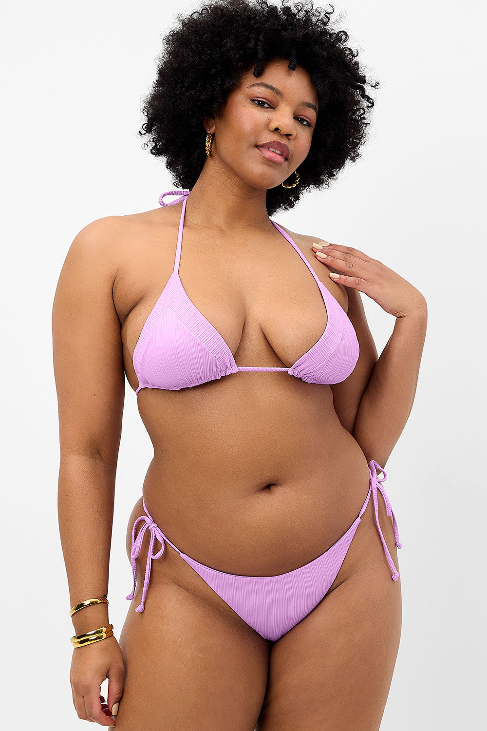 Alternative view of Sky Plissé String Bikini Top - Wisteria