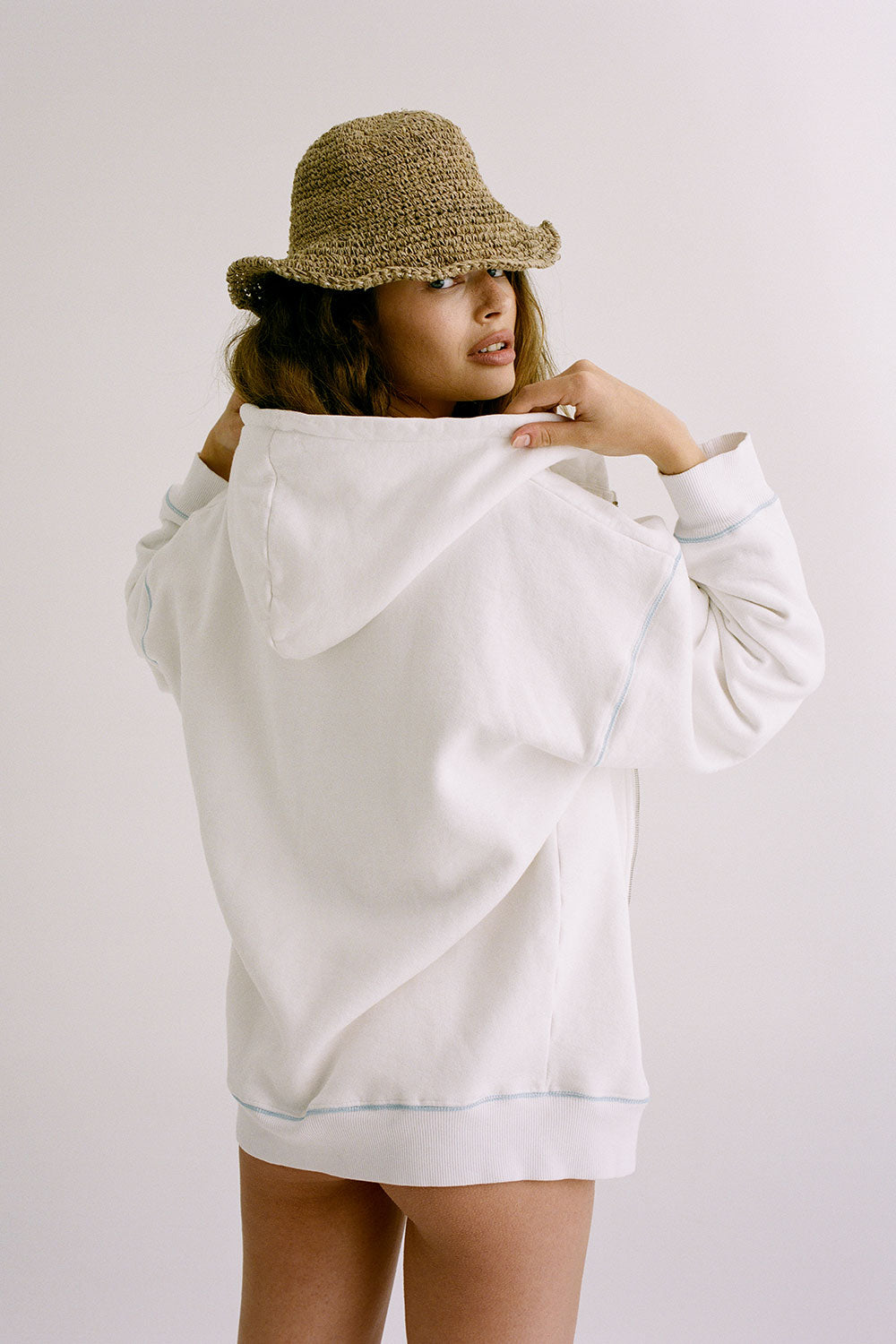 Alternative view of Slumber Zip Up Oversized Hoodie - Malibu White