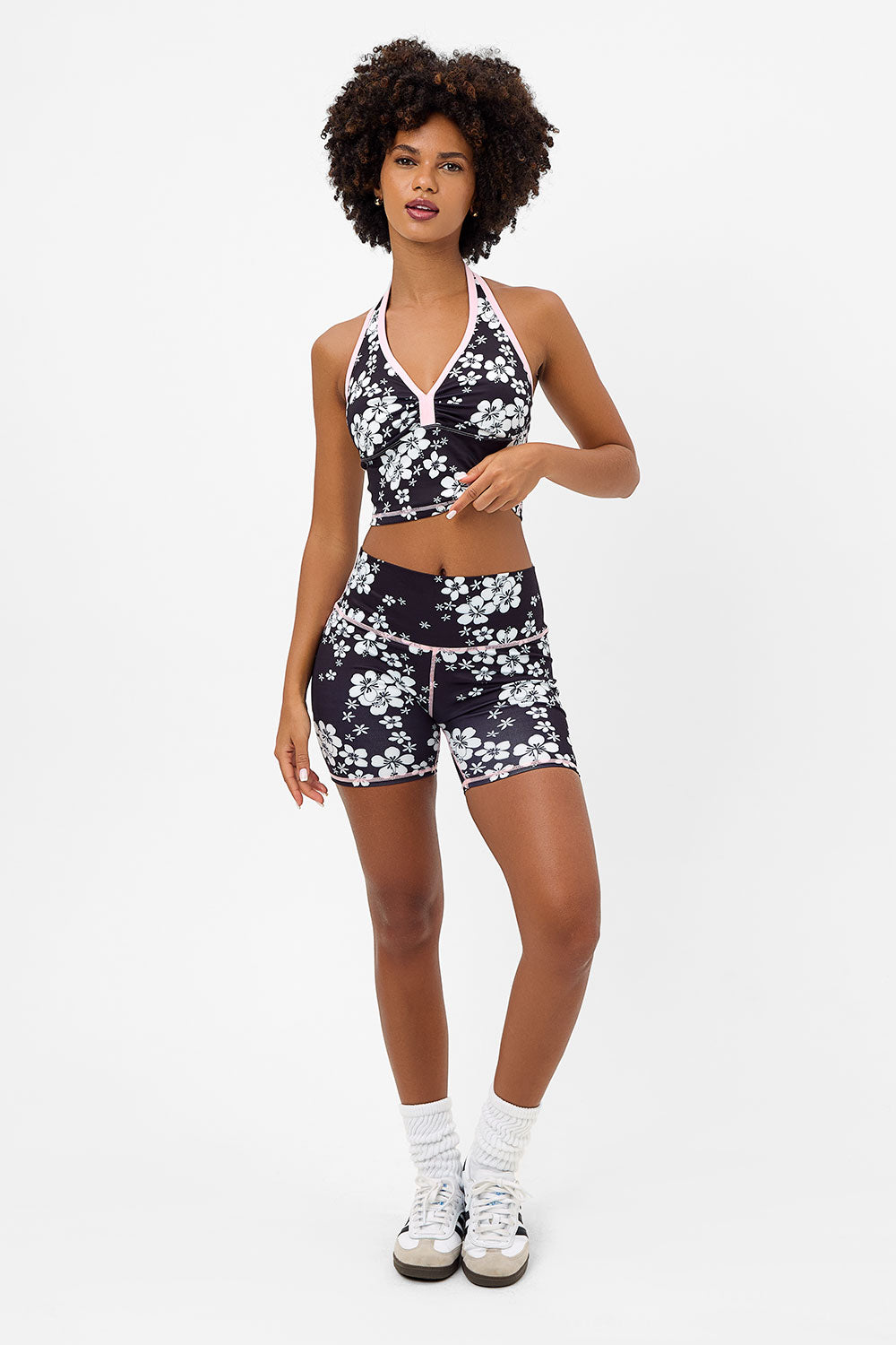 Speedy High Waist Floral Biker Short - Plush Plumeria - Image 6