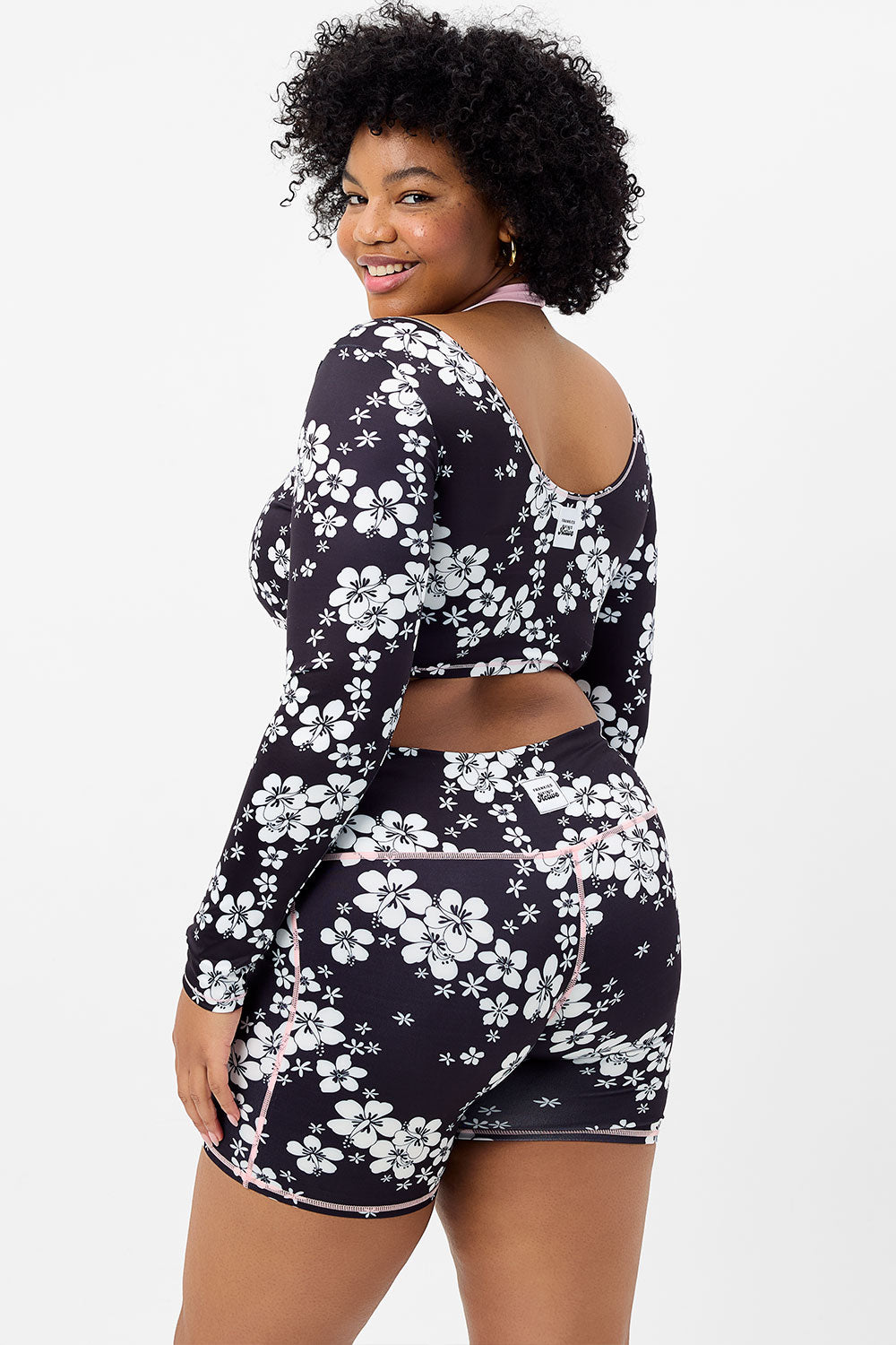 Speedy High Waist Floral Biker Short - Plush Plumeria - Image 3