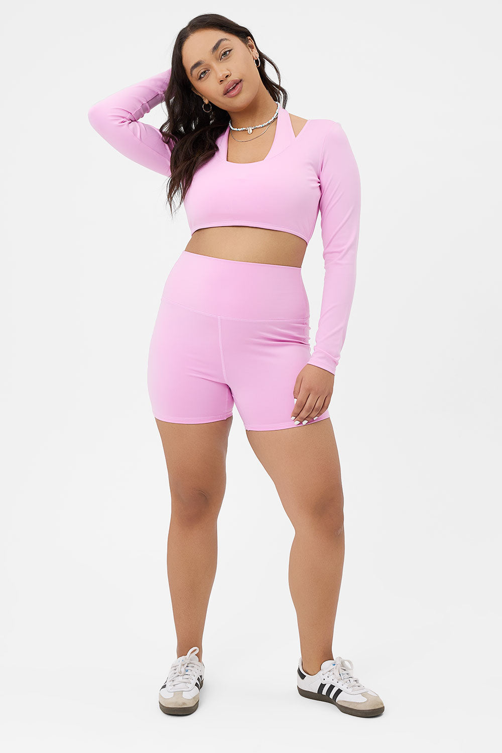 Speedy Long Sleeve Crop Top - Baby Pink - Image 2