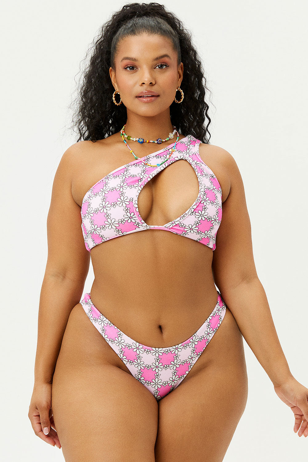Alternative view of Syd Terry One Shoulder Bikini Top - Pink Daisy