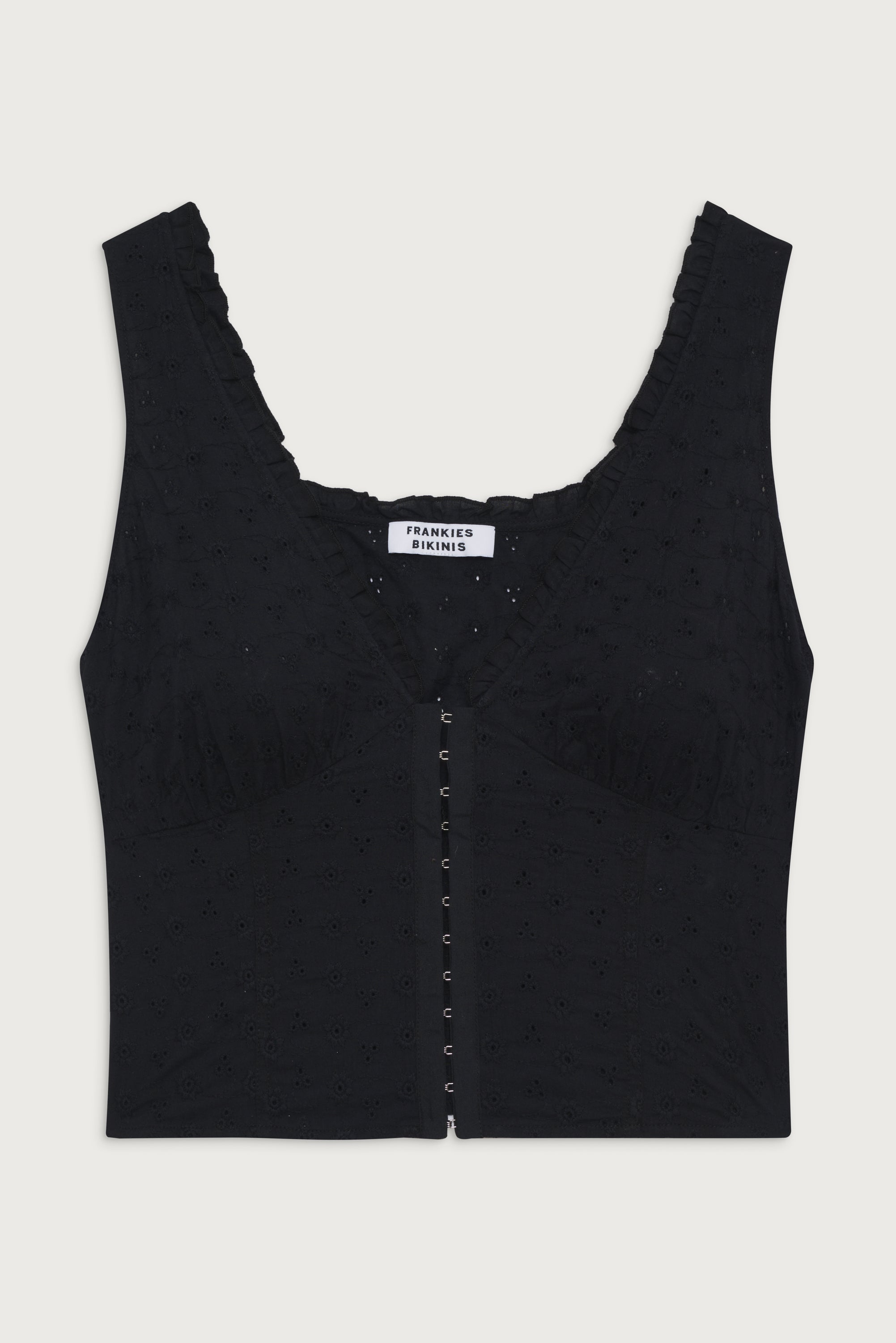 Alternative view of Tea Eyelet Ruffle Tank - Black