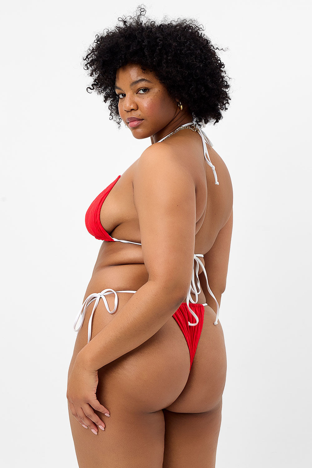Alternative view of Tia Textured String Bikini Bottom - Flame