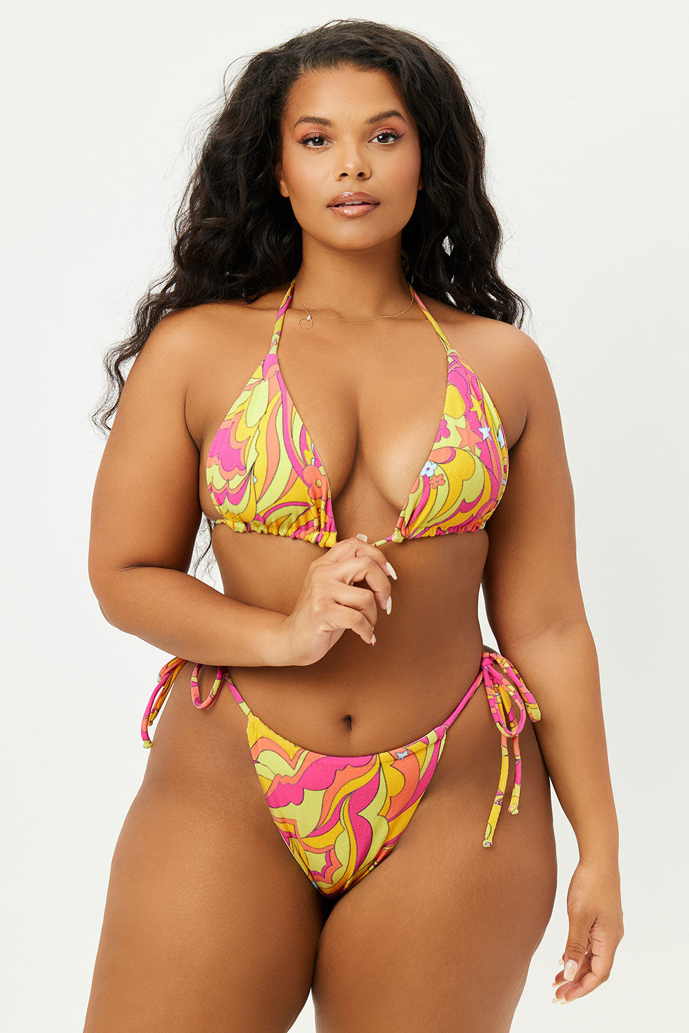 Alternative view of Tia Terry Triangle Bikini Top - Peace Terry