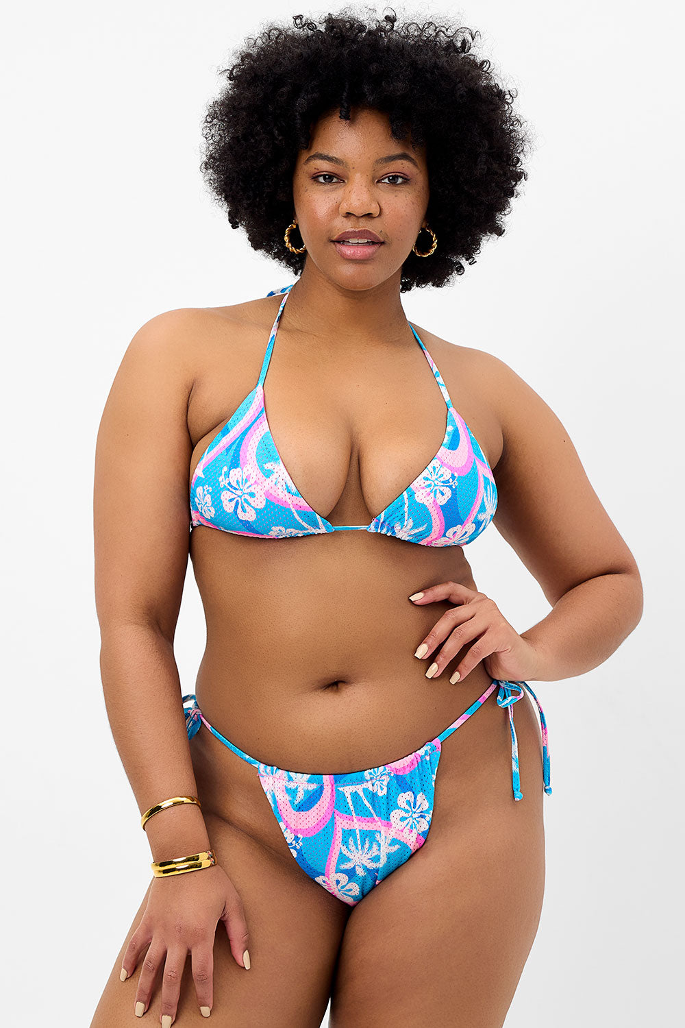 Alternative view of Tia Mesh Triangle Bikini Top - Tropic Love