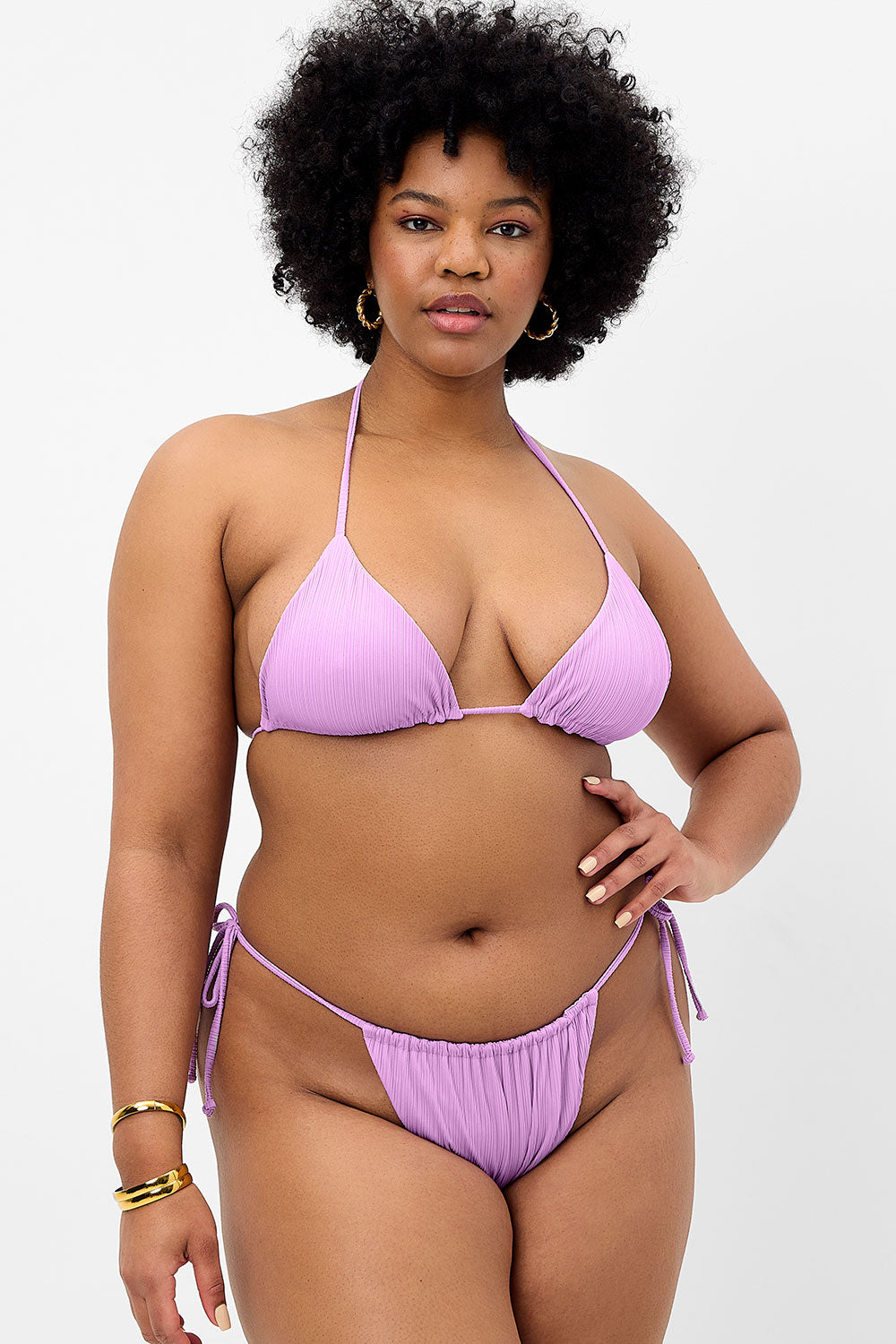 Alternative view of Tia Plissé Triangle Bikini Top - Wisteria