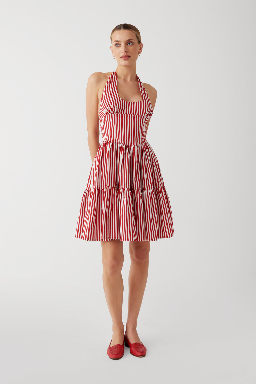 Alternative view of Tulsa Halter Midi Dress - Scarlet Stripe