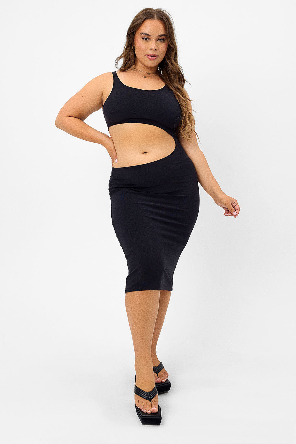 Alternative view of Twelve Terry High Neck Dress - Black