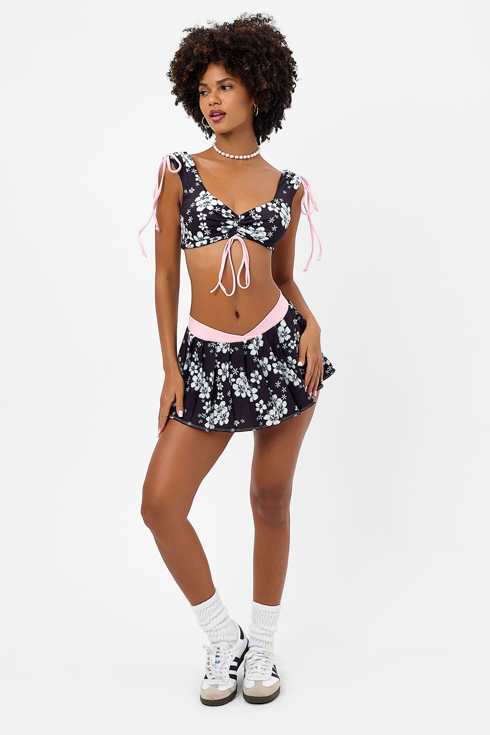 Alternative view of Windy Floral Tennis Skirt - Plush Plumeria