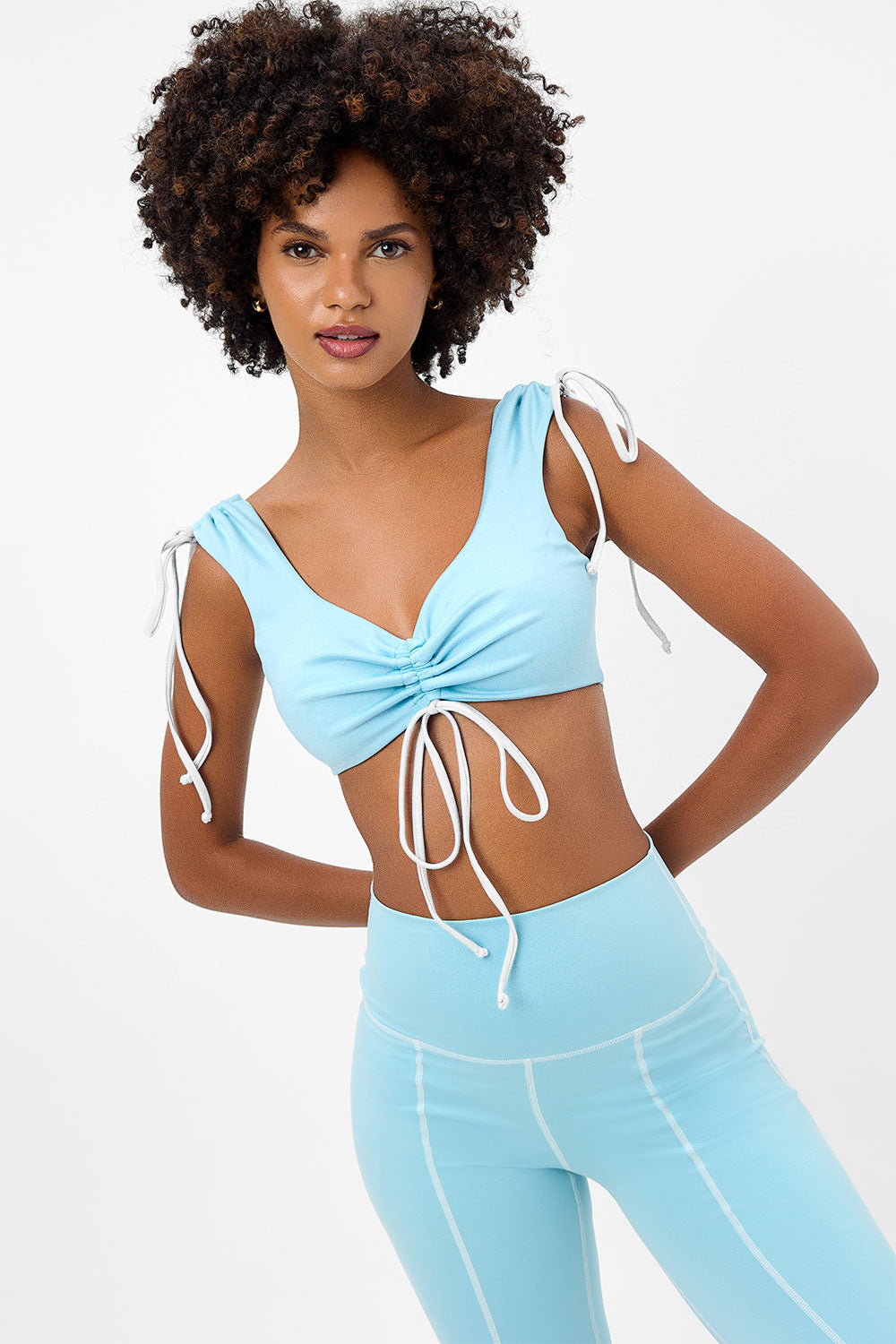 Alternative view of Windy Ruched Crop Top - Baby Blue