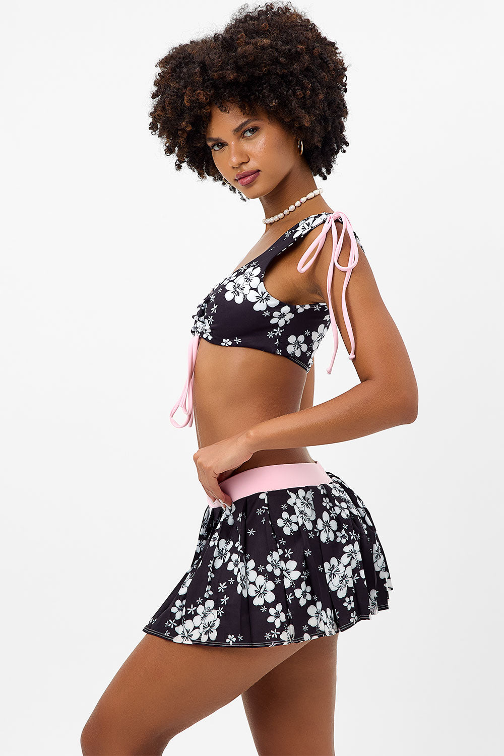 Windy Ruched Floral Crop Top - Plush Plumeria - Image 3