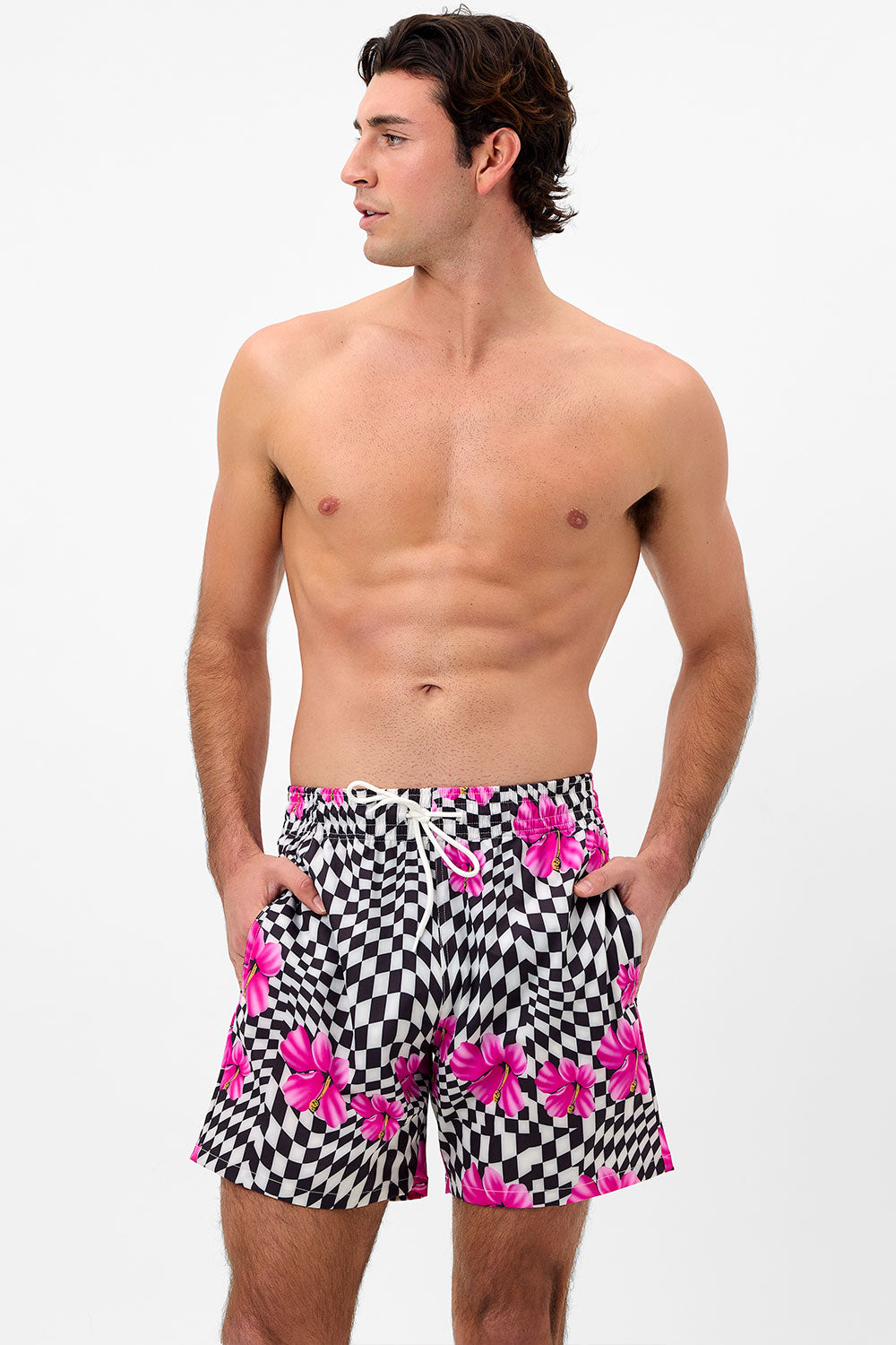 Winston Unisex Board Short - Black Morrison Hibiscus