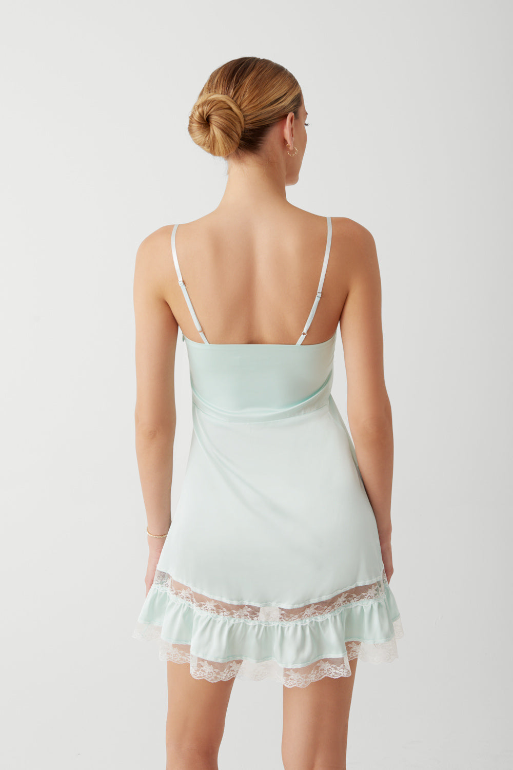 Alternative view of Carson Satin Mini Dress - Pistachio
