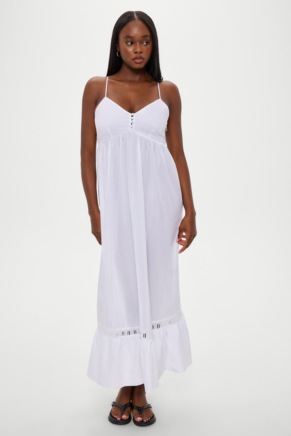 Airy Poplin Midi Dress - White - Image 4