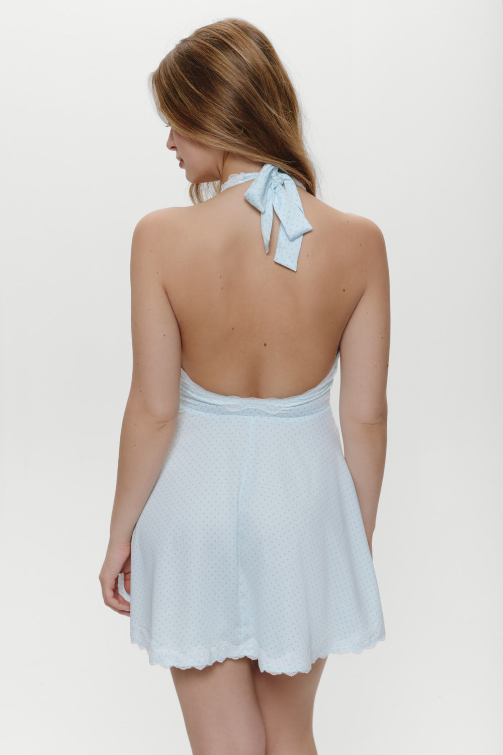 Audrey Satin Mini Dress - Sweet Pea Blue - Image 4