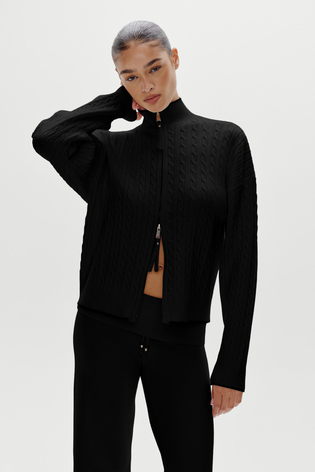 Alternative view of Bea Cloud Knit Zip Up Sweater - Black