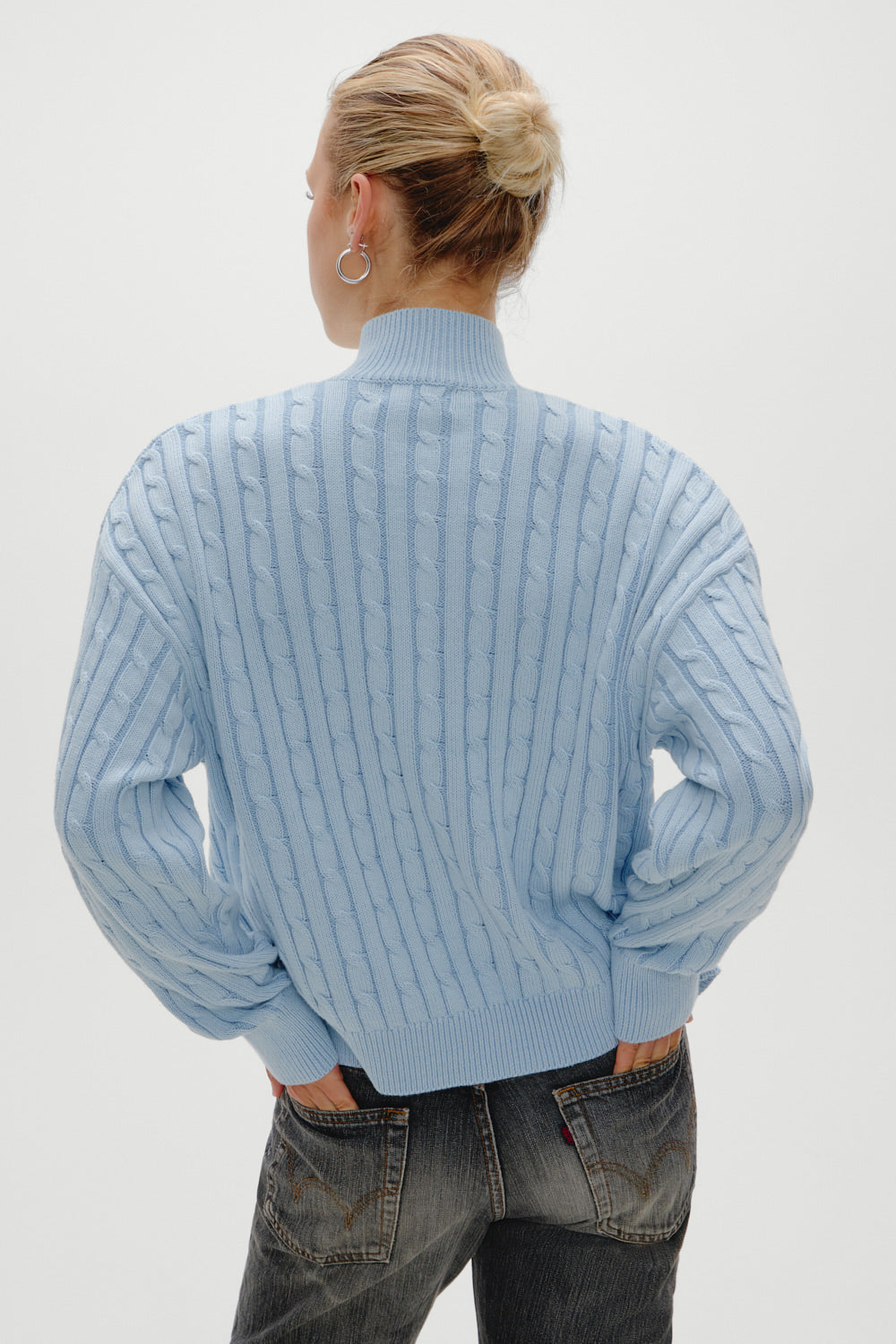 Bea Cable Knit Zip Up Sweater - Daydream - Image 4