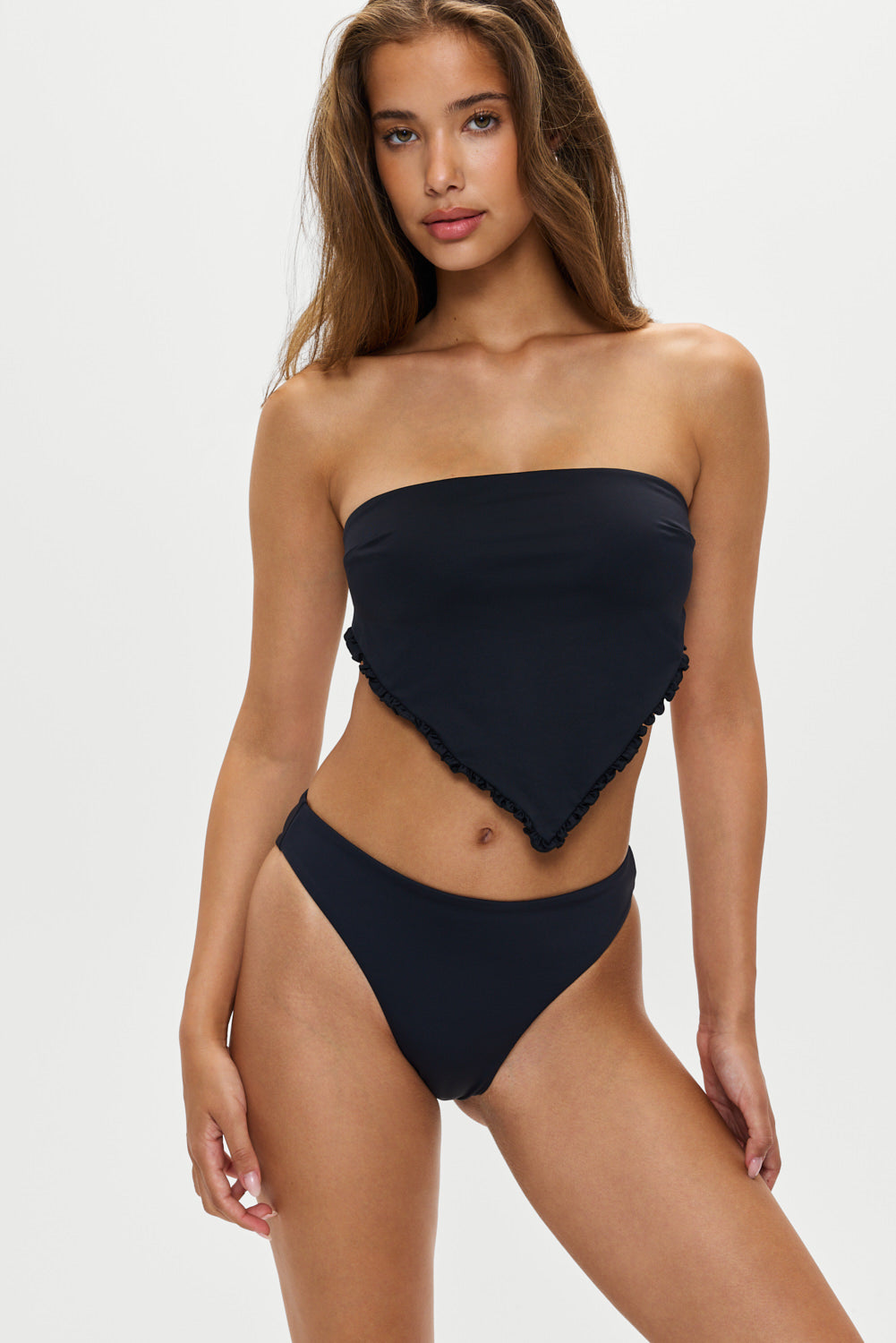 Alternative view of Beck High Waisted Bikini Bottom - Black