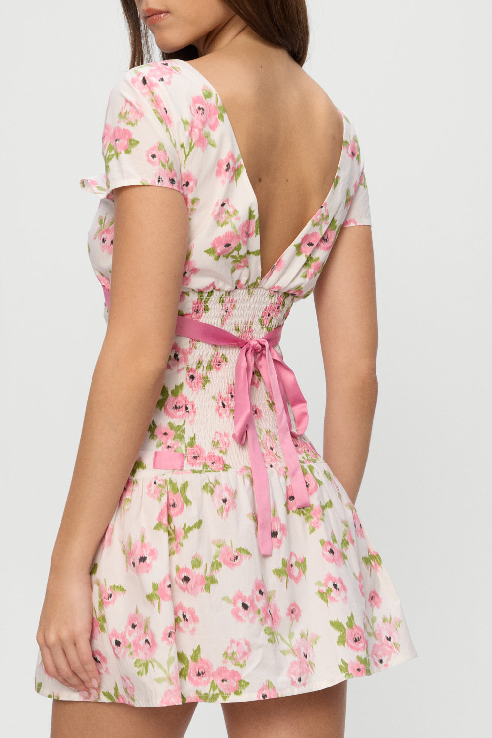 Belladonna Cotton Floral Mini Dress - Rosebush - Image 4
