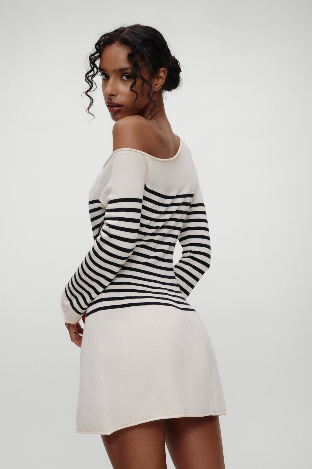 Boardwalk Off Shoulder Mini Dress - Ivory - Image 4