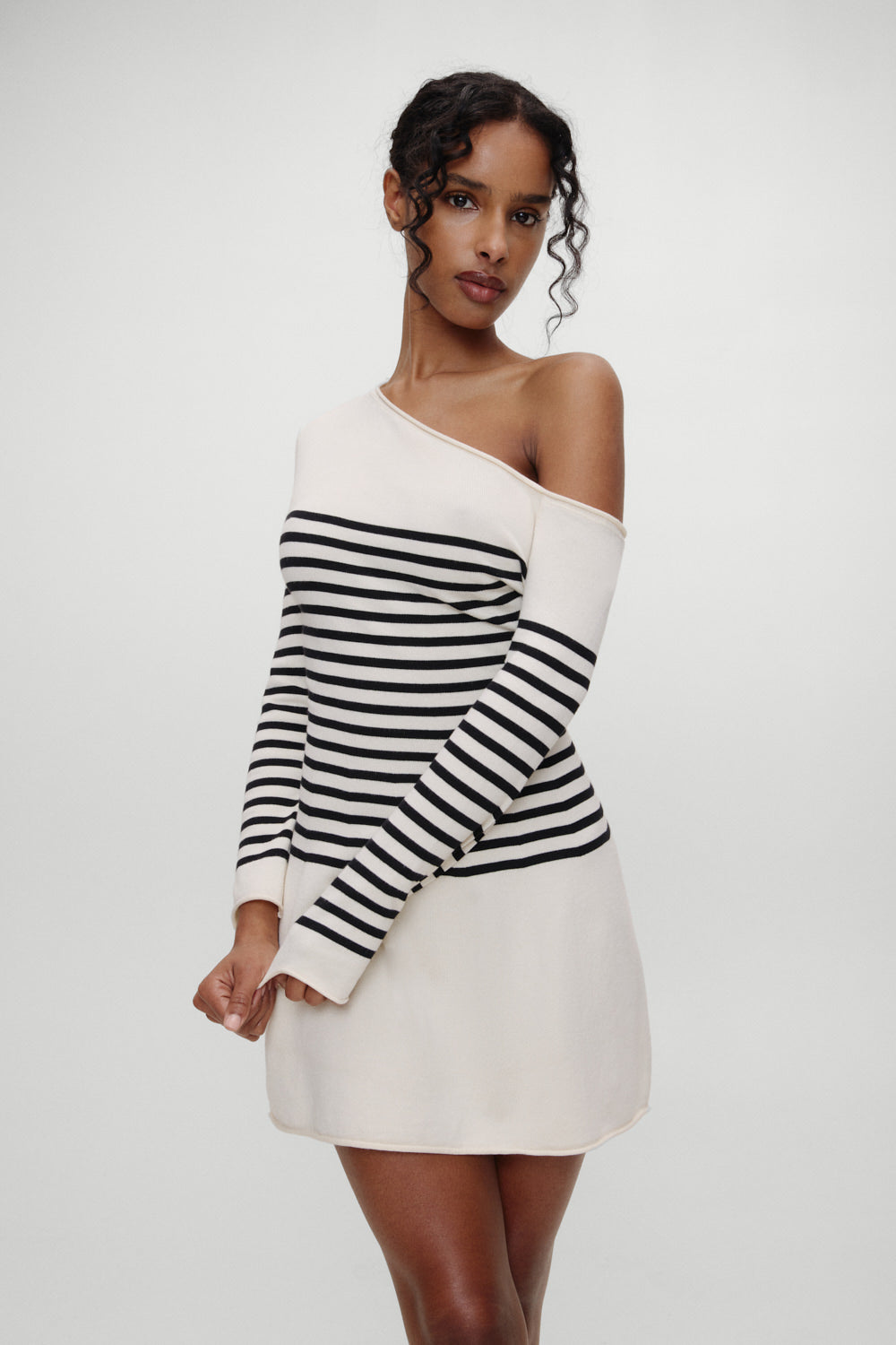 Boardwalk Off Shoulder Mini Dress - Ivory - Image 2