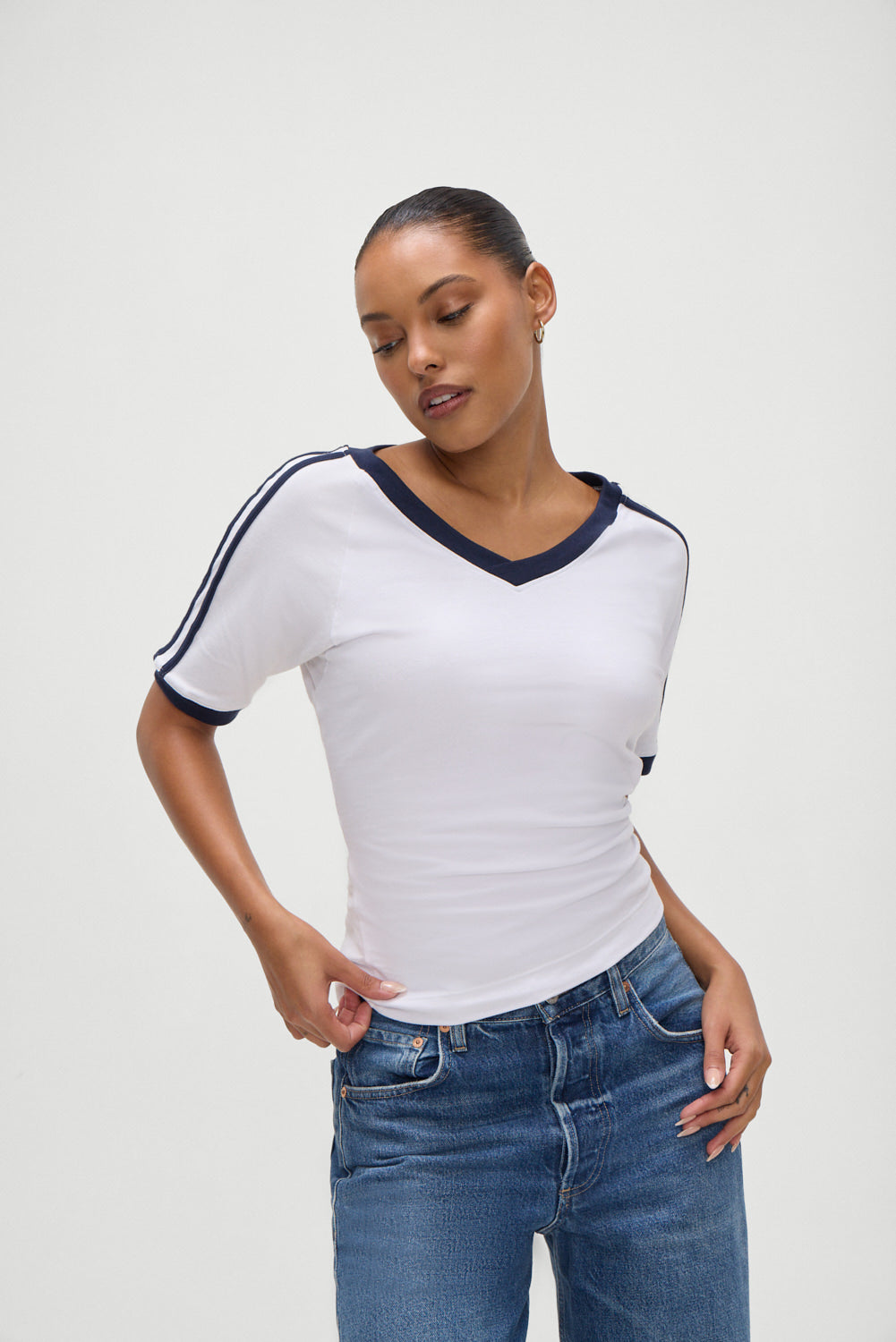 Bodega V Neck Shirt - White - Image 5