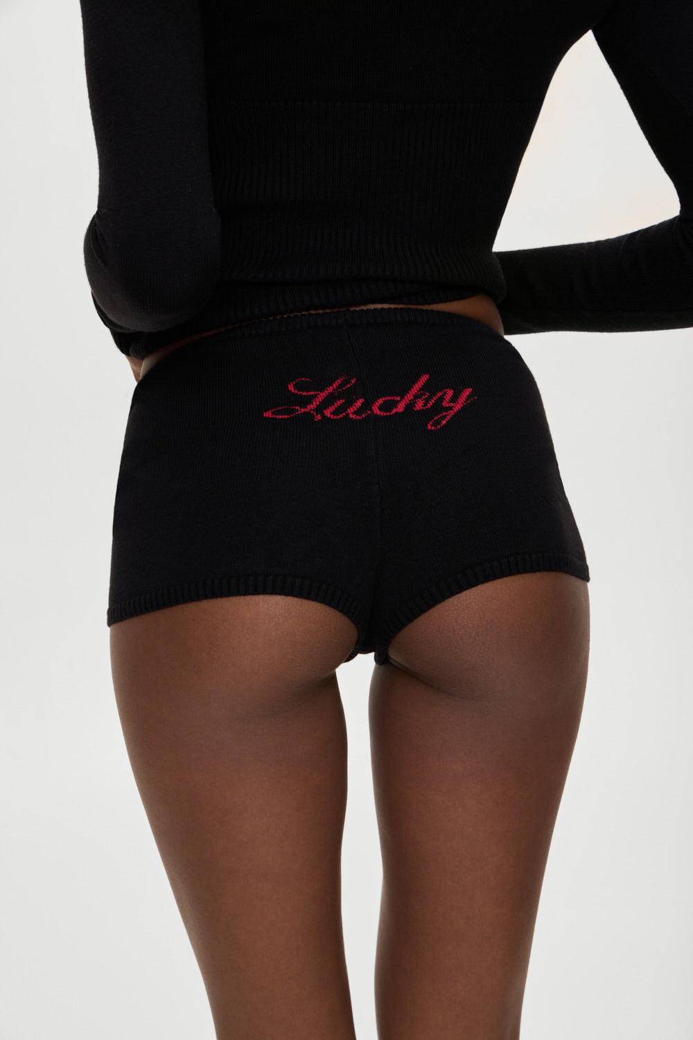 X Bella Hadid Bradley Knit Booty Shorts - Lone Star Black