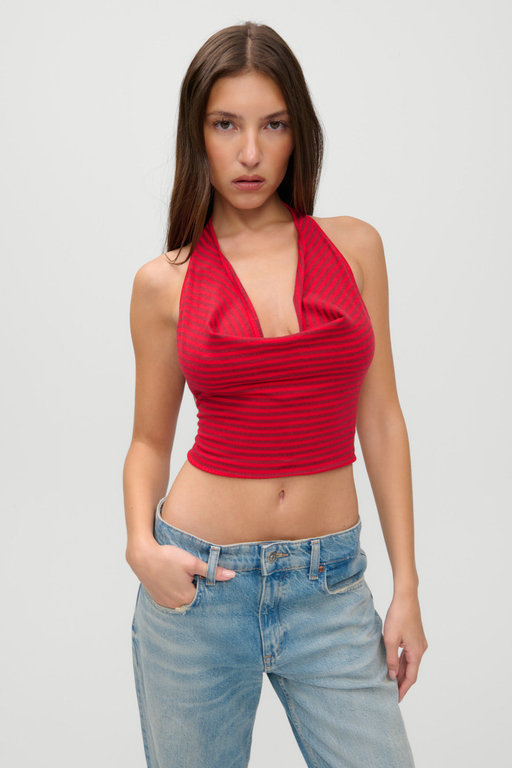 X Jennie Briar Knit Halter Top - Spring Stripe