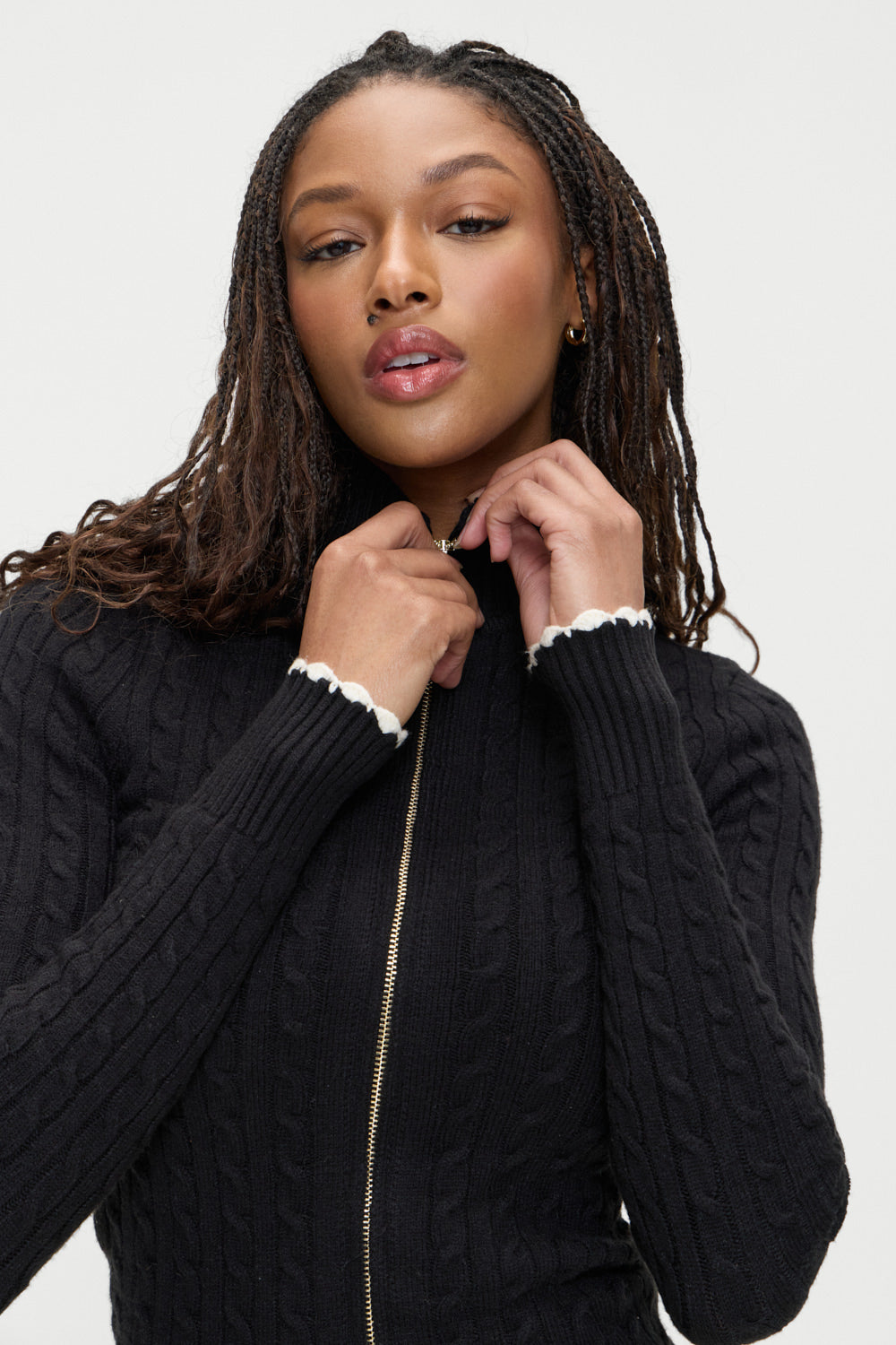 Alternative view of Carter Cable Knit Sweater - Black
