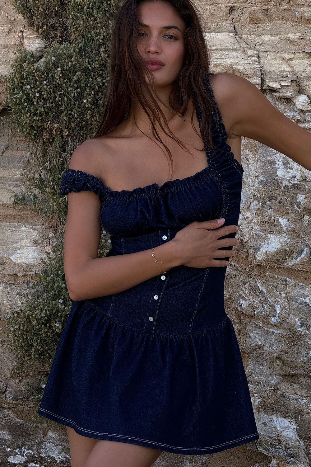 Alternative view of Christa Denim Mini Dress - Blue Denim