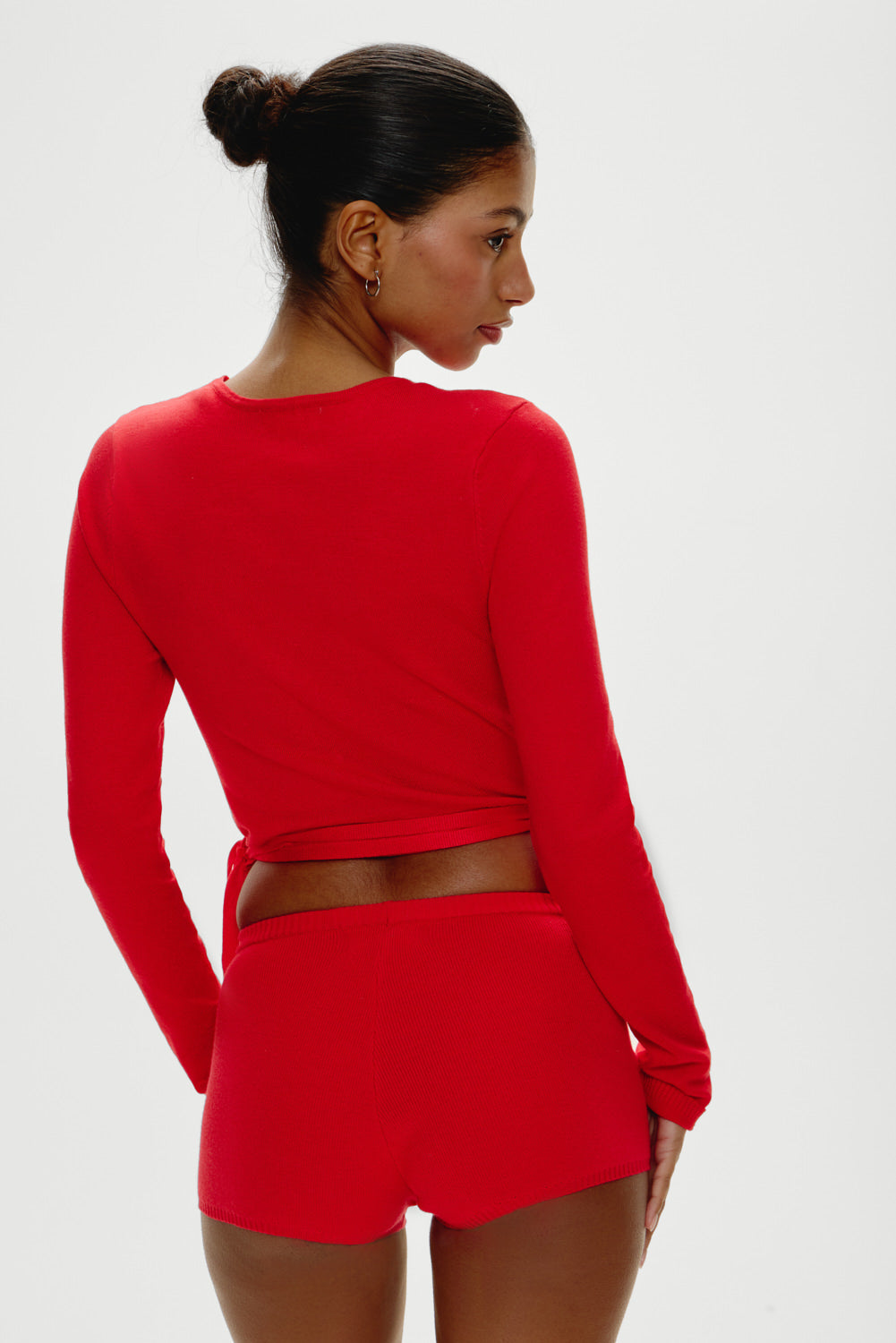 Cuddle Knit Booty Shorts - Cherry