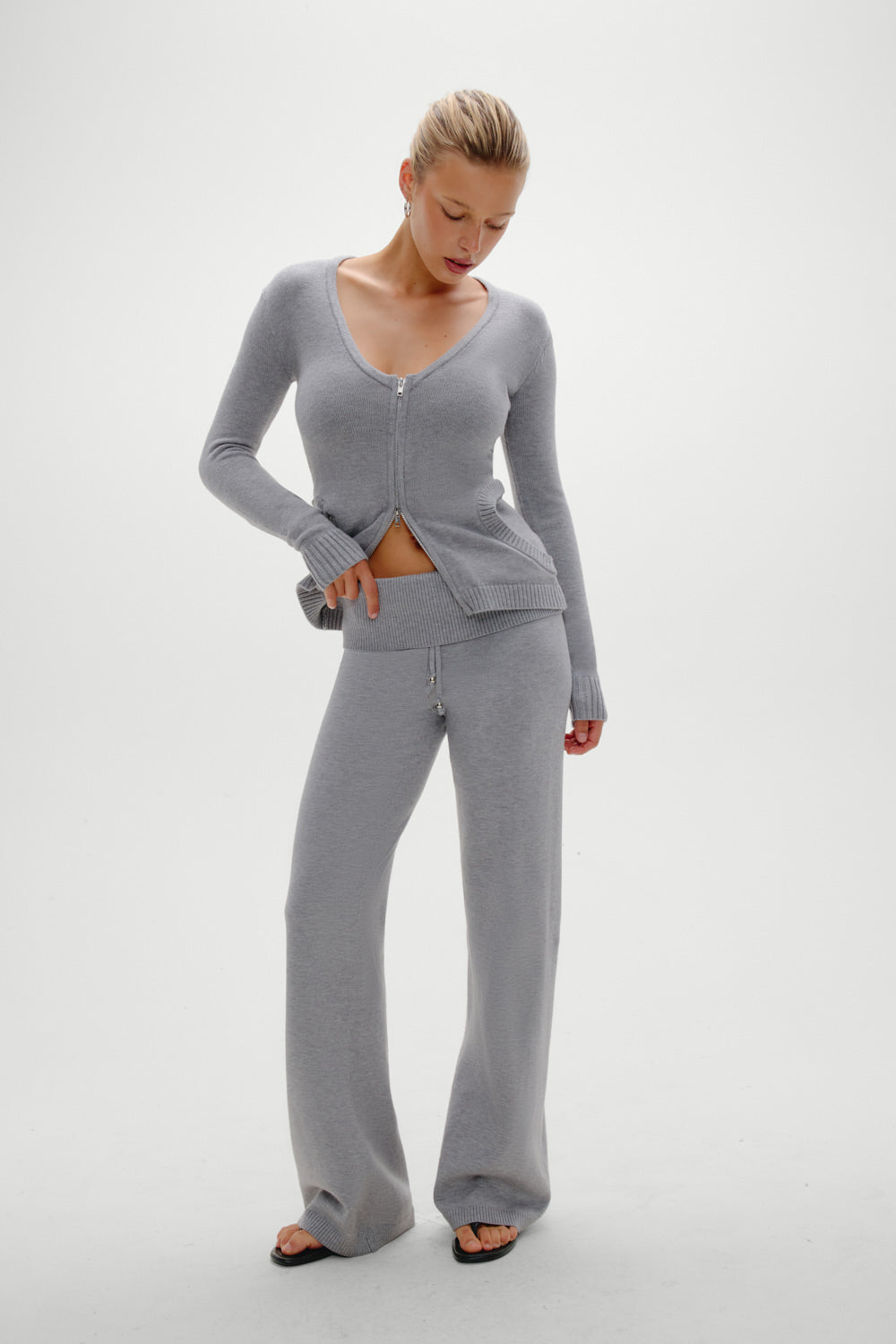 Dawson Knit Fold Over Pants - Cloud Cover - Image 4