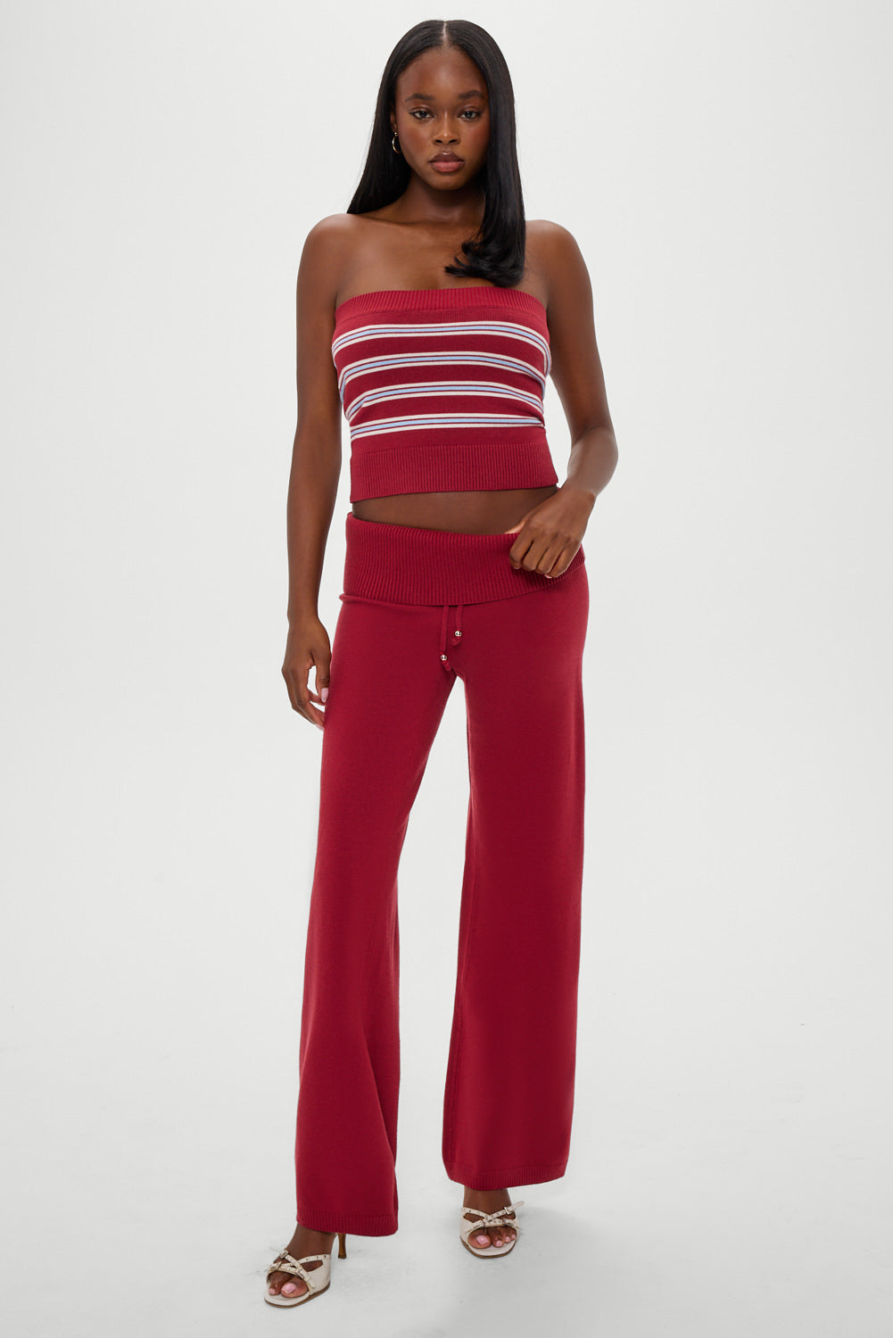 Dawson Knit Fold Over Pants - Rosewood - Image 4