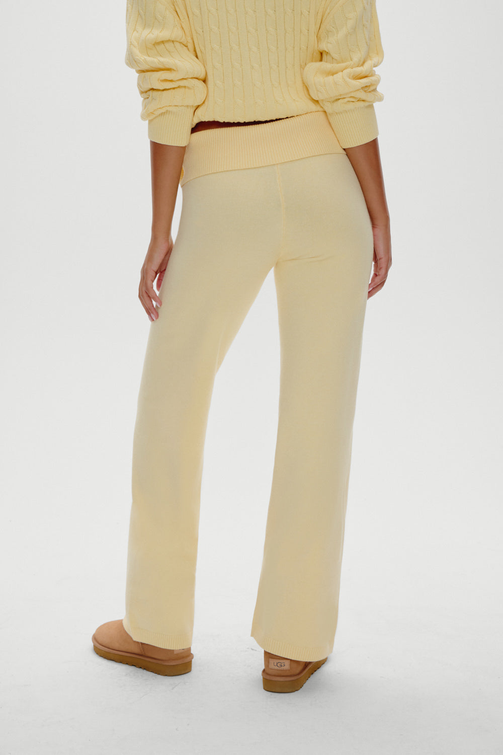 Dawson Knit Fold Over Pants - Vanilla Sugar - Image 4