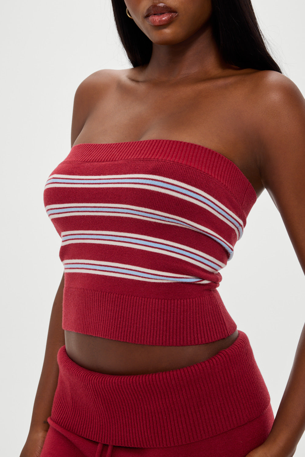 Alternative view of Destiny Knit Tube Top - Collegiate Stripe