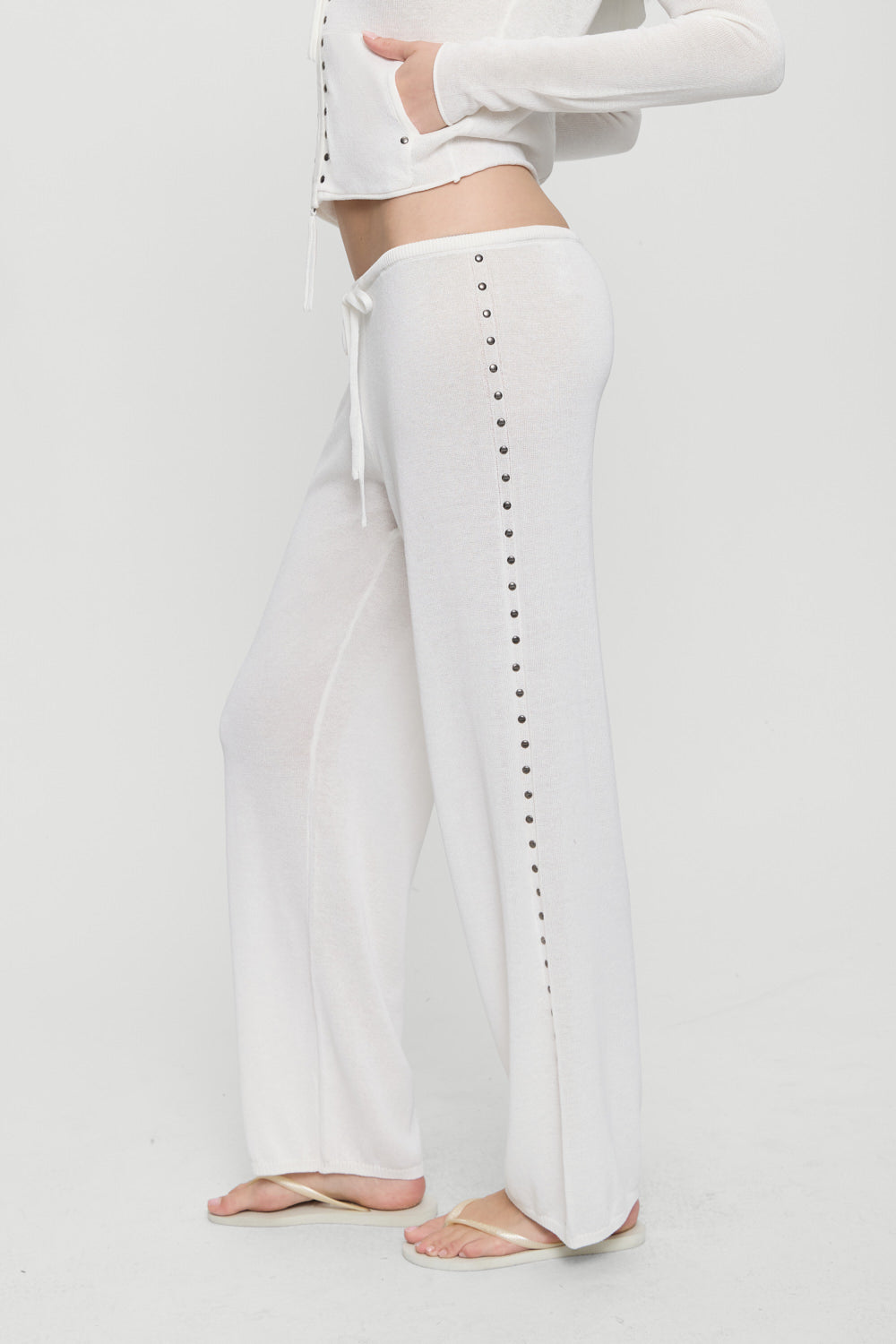 Alternative view of Ela Low Rise Knit Pants - Coconut Cream