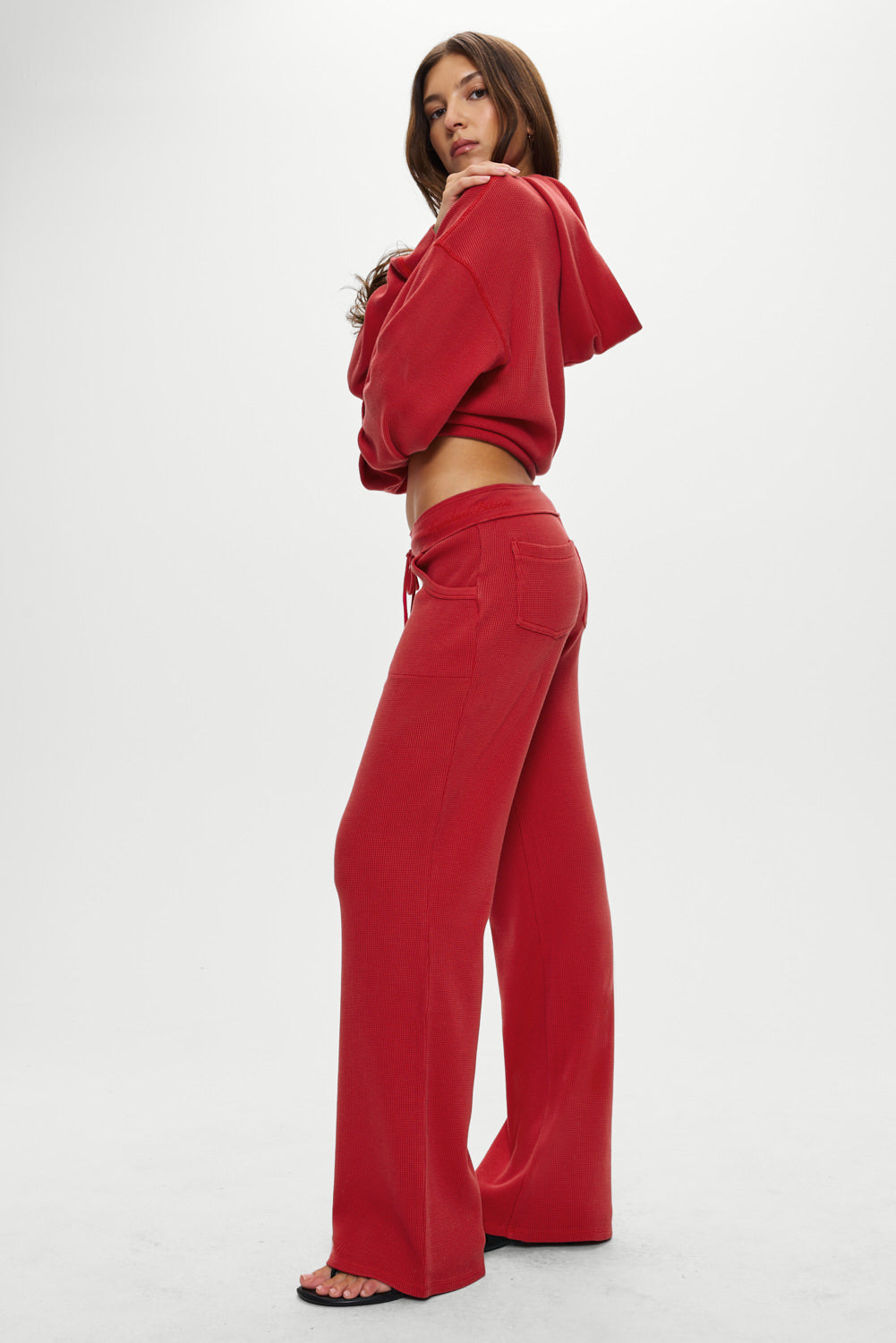 Emma Thermal Low Rise Pants - Strawberry Red - Image 8