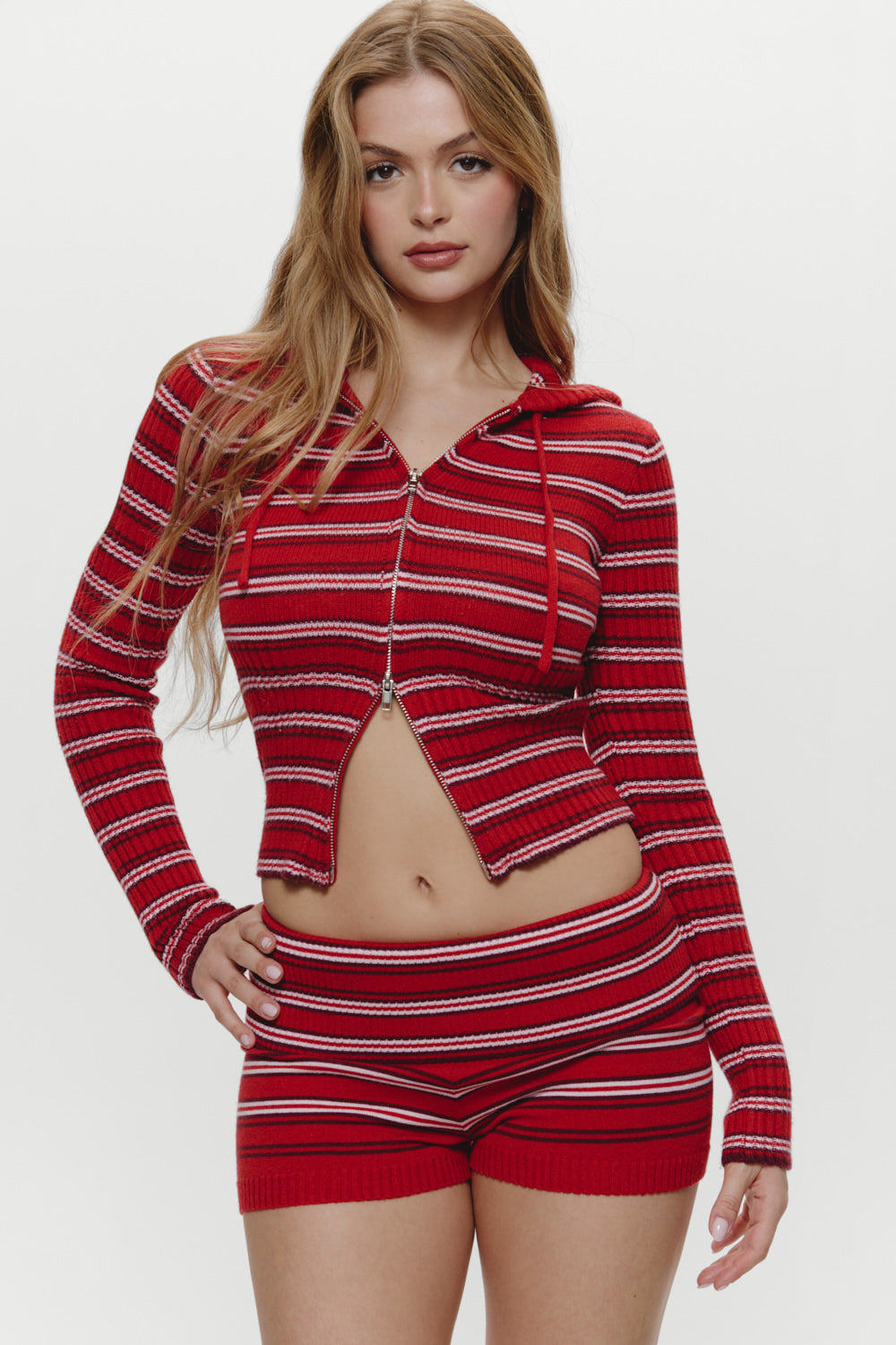 Estelle Knit Booty Shorts - Strawberry Stripe - Image 4