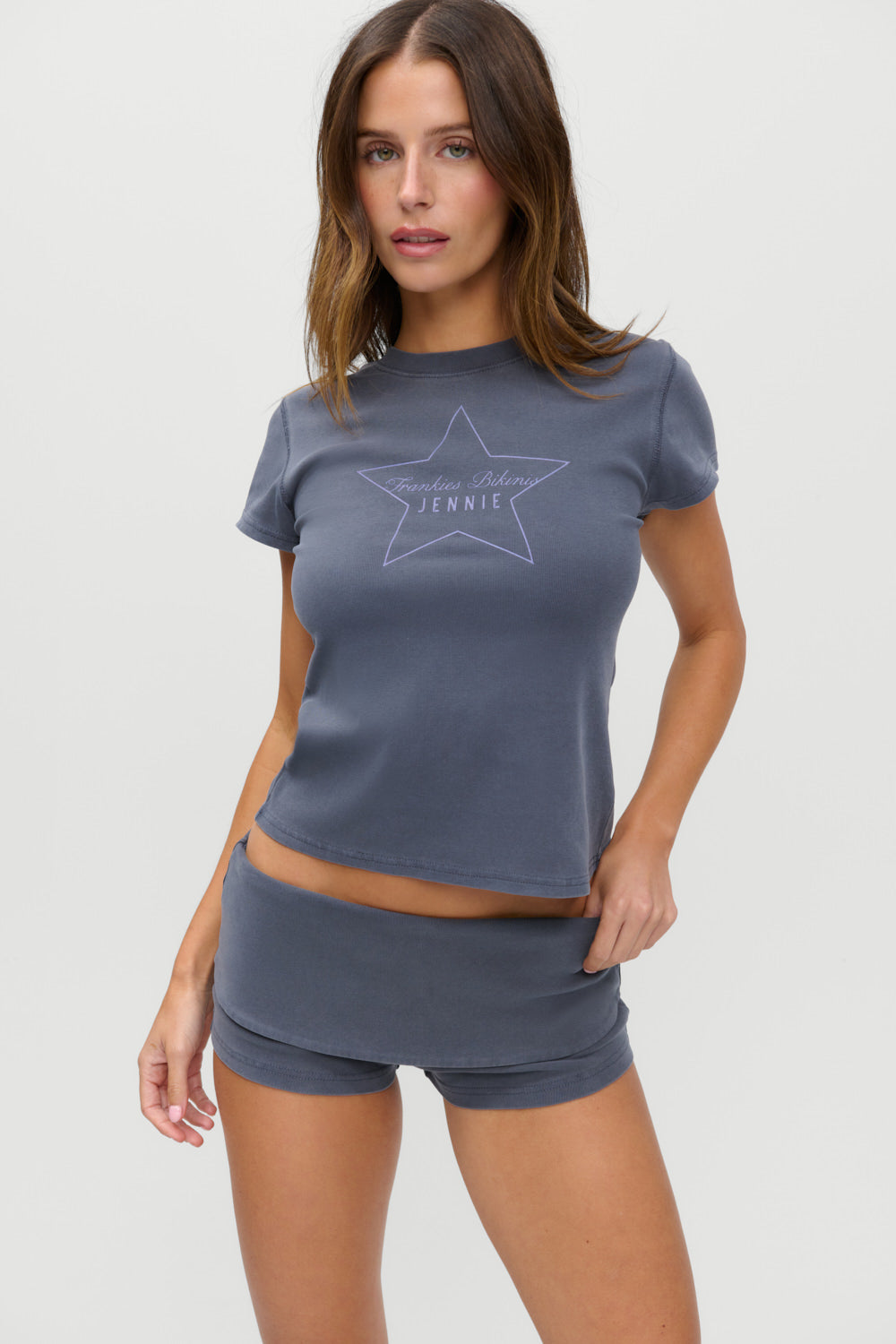 X Jennie Eva Cotton Mini Shorts - Comet - Image 5