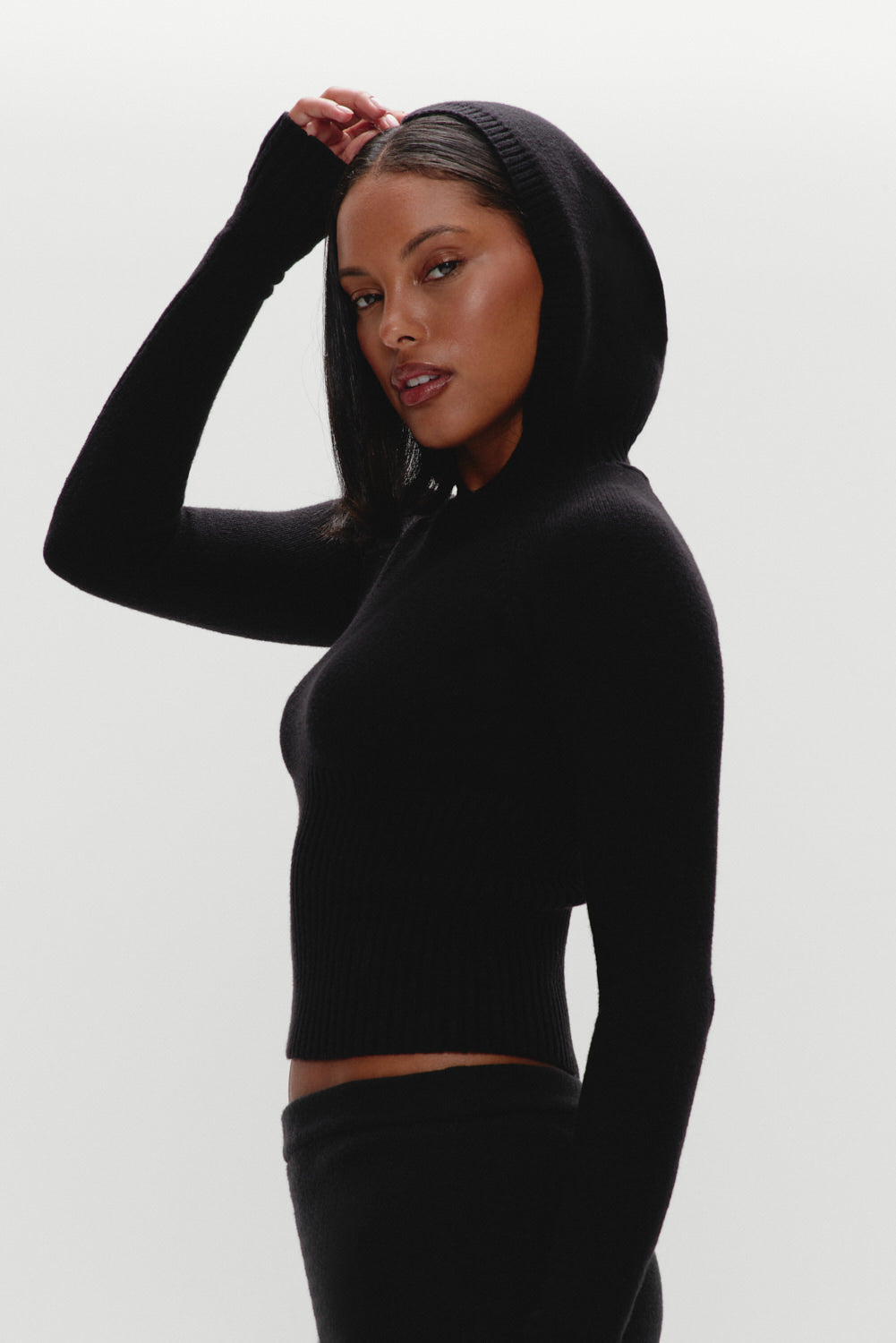 Alternative view of Hazel Knit Hoodie - Black