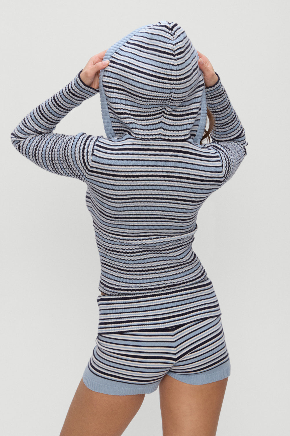 Heritage Knit Zip Up Hoodie - Blueberry Stripe - Image 4