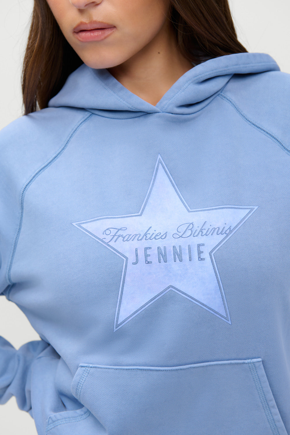Alternative view of X Jennie Jane Cropped Terry Hoodie - Jennie Blue