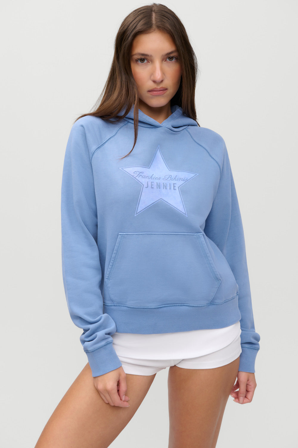 X Jennie Jane Cropped Terry Hoodie - Jennie Blue - Image 6