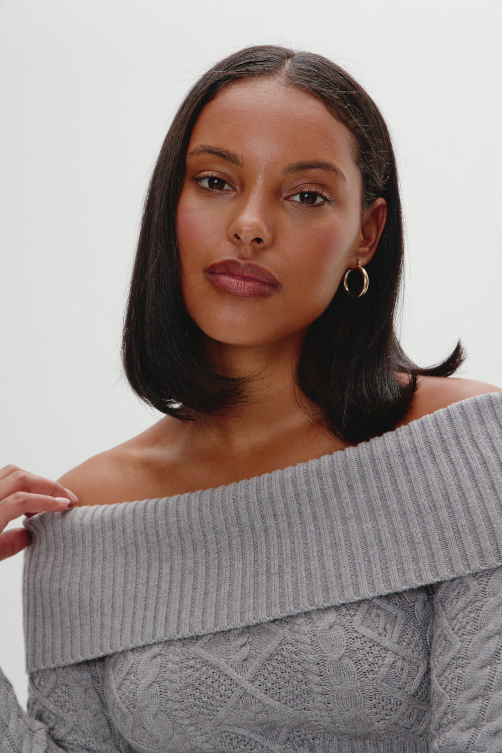Jazz Off The Shoulder Knit Sweater - Cloud Cover - Image 6