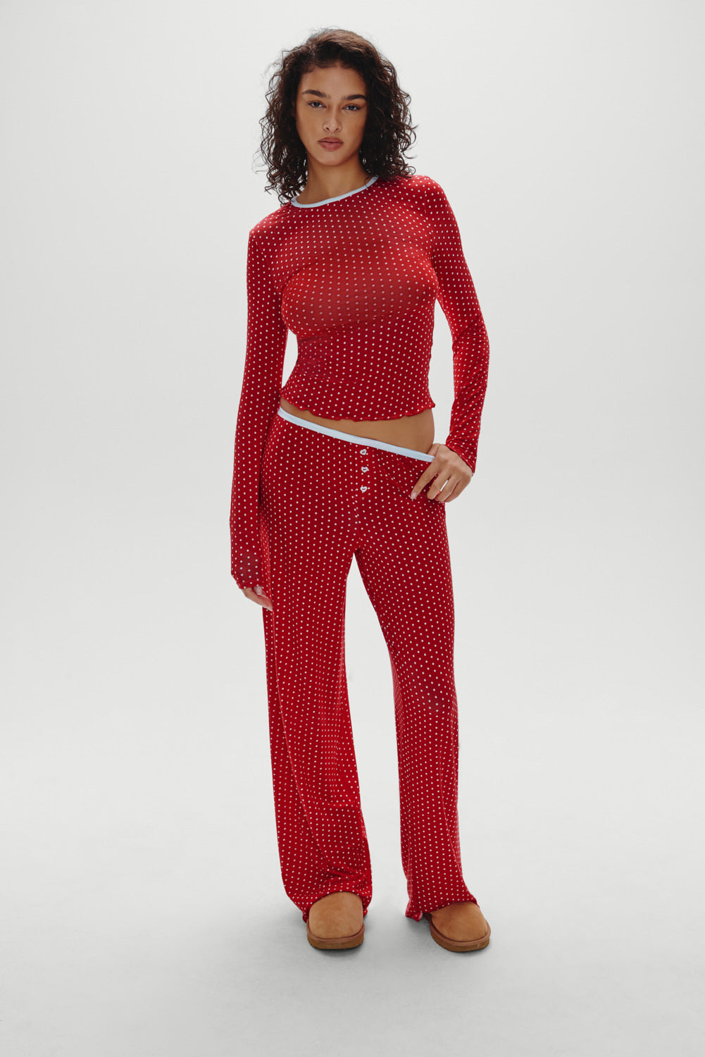 Joy Long Sleeve Sleep Shirt - Holiday Dot - Image 5
