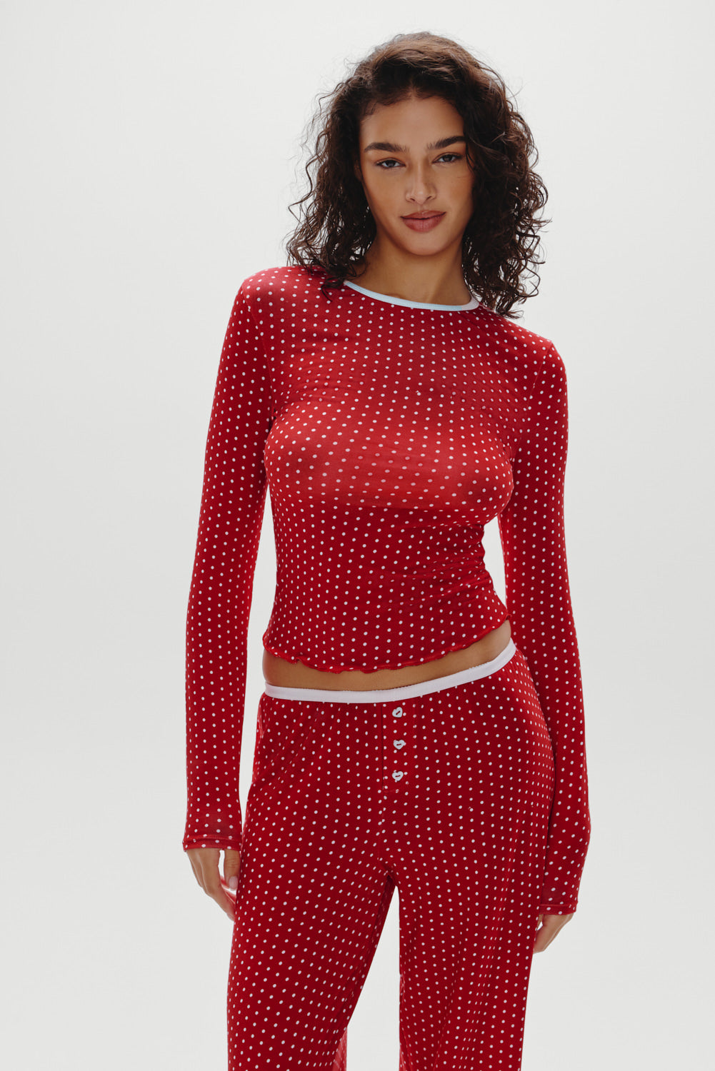 Joy Long Sleeve Sleep Shirt - Holiday Dot - Image 6